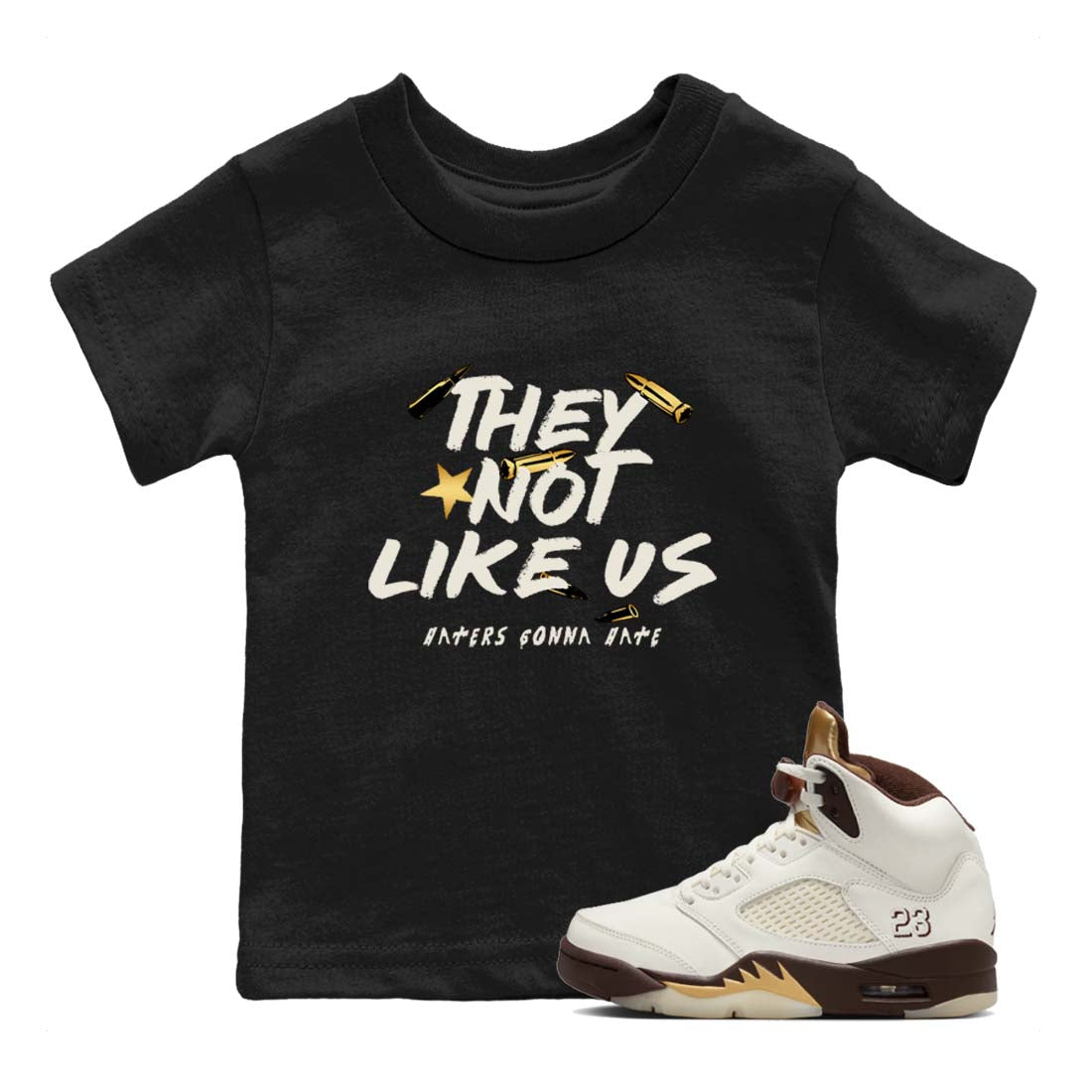 They Not Like Us snkmatch Tees Kids - Air Jordan 5 Golden Ticket