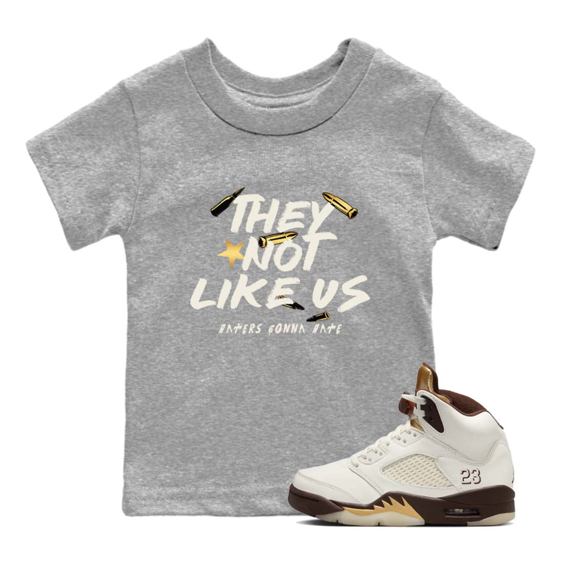 They Not Like Us snkmatch Tees Kids - Air Jordan 5 Golden Ticket