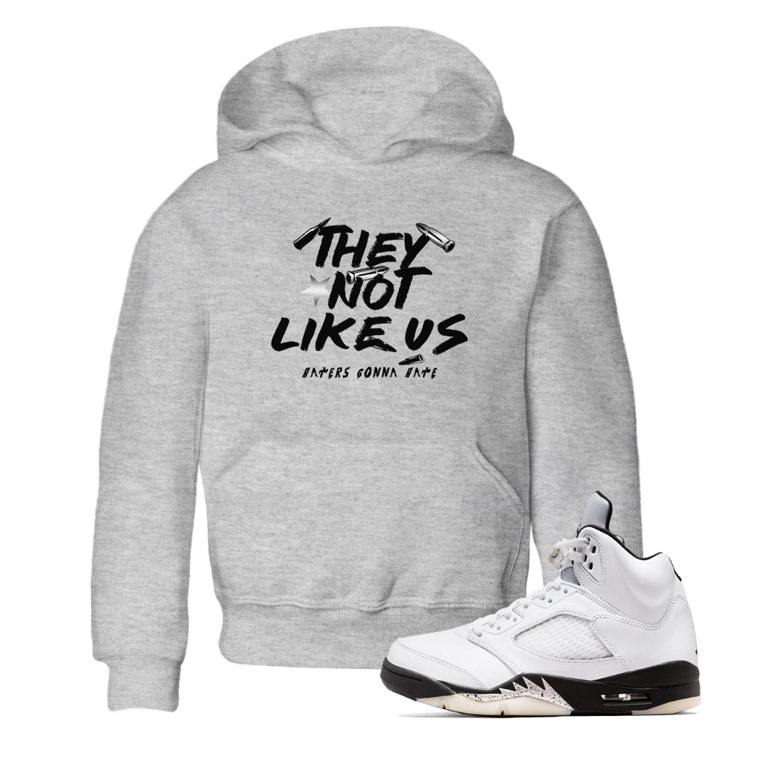 They Not Like Us snkmatch Tees Kids - Air Jordan 5 White Black