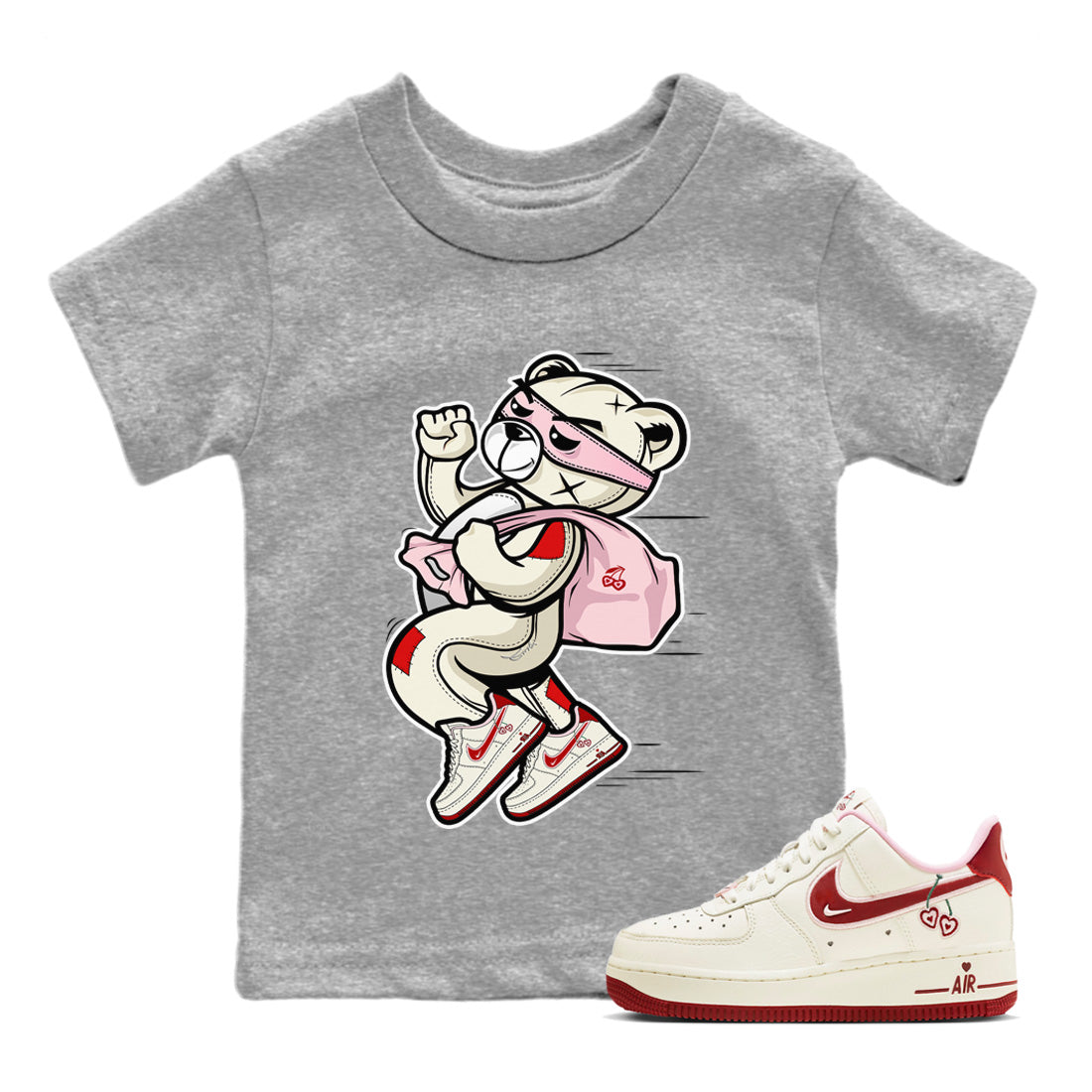 Thief Bear Kids Tops - Air Force 1 Valentines Day