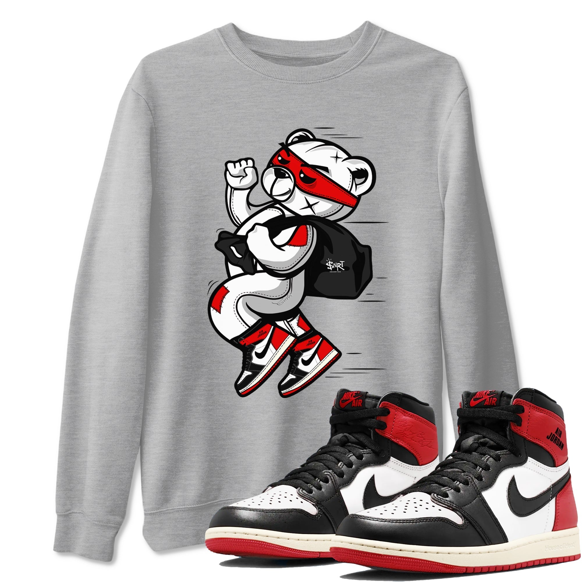 Thief Bear snkmatch Tees - Air Jordan 1 Black Toe Reimagined