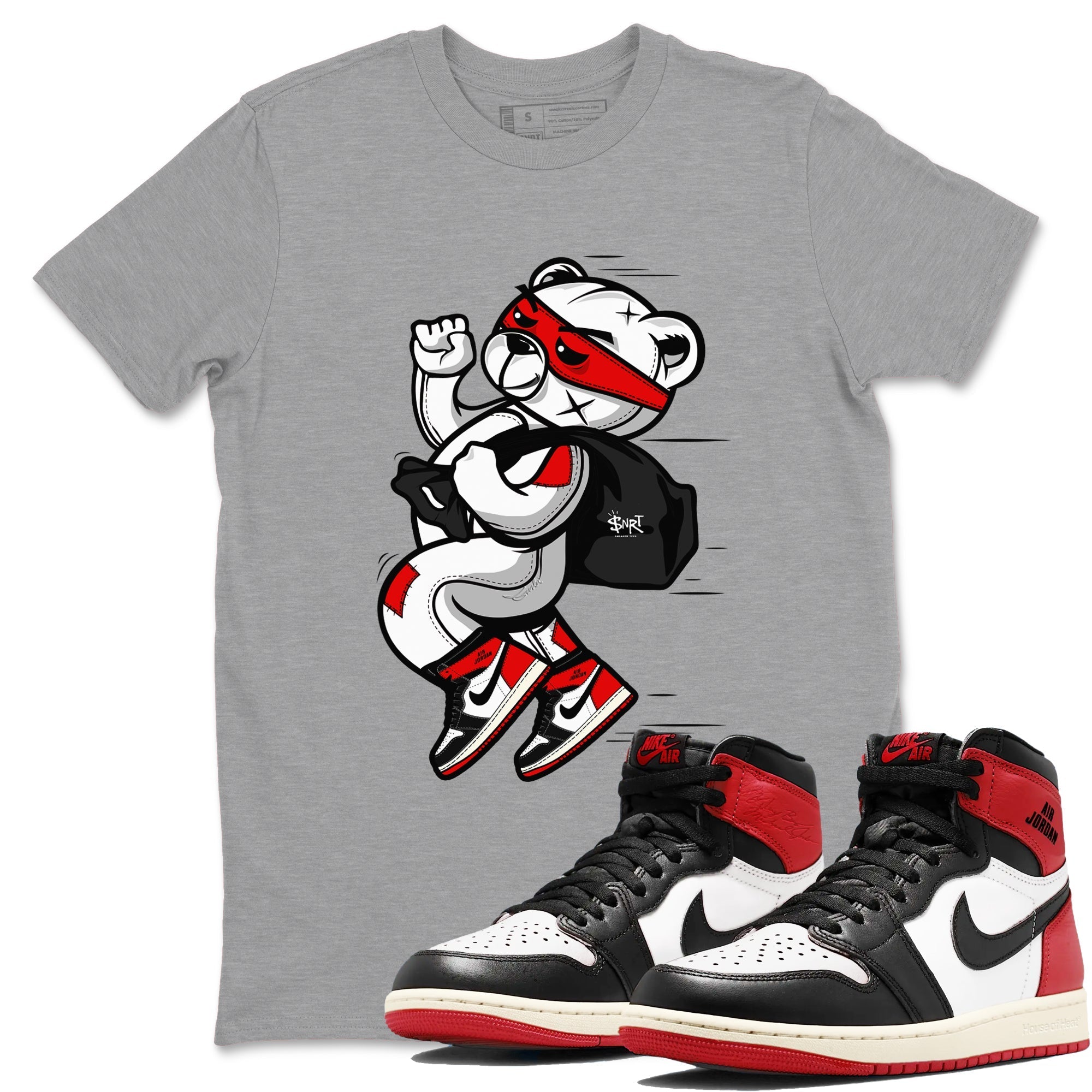 Thief Bear snkmatch Tees - Air Jordan 1 Black Toe Reimagined