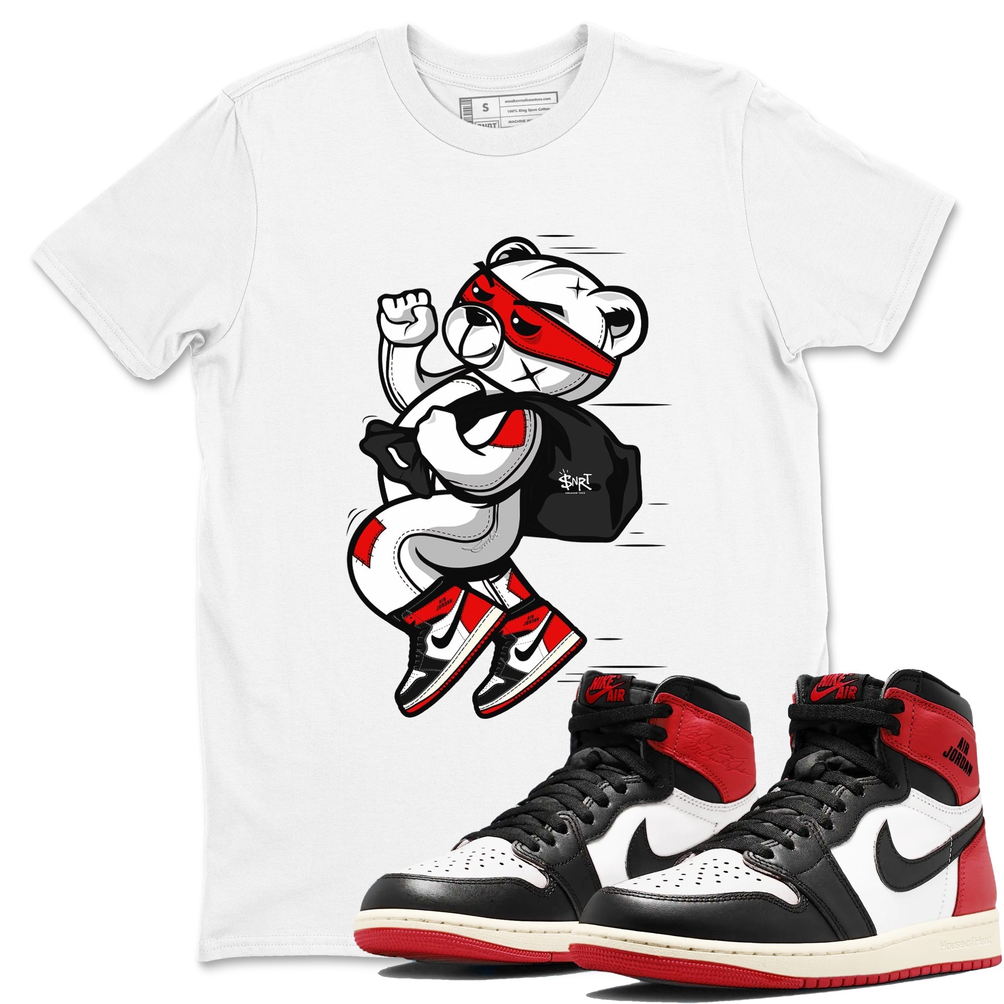 Thief Bear snkmatch Tees - Air Jordan 1 Black Toe Reimagined