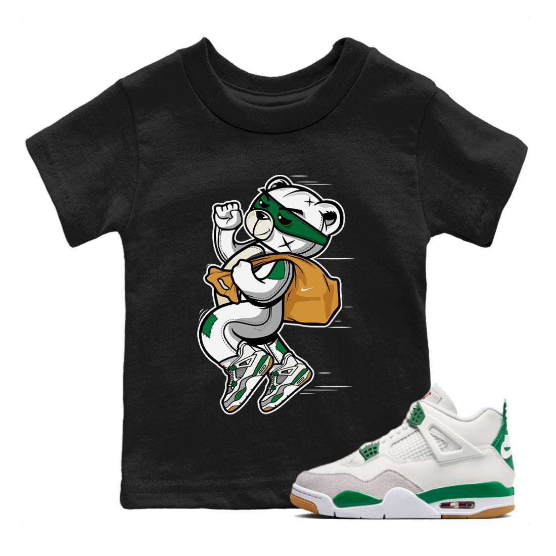 Thief Bear Kids Tops - Air Jordan 4 Pine Green SB
