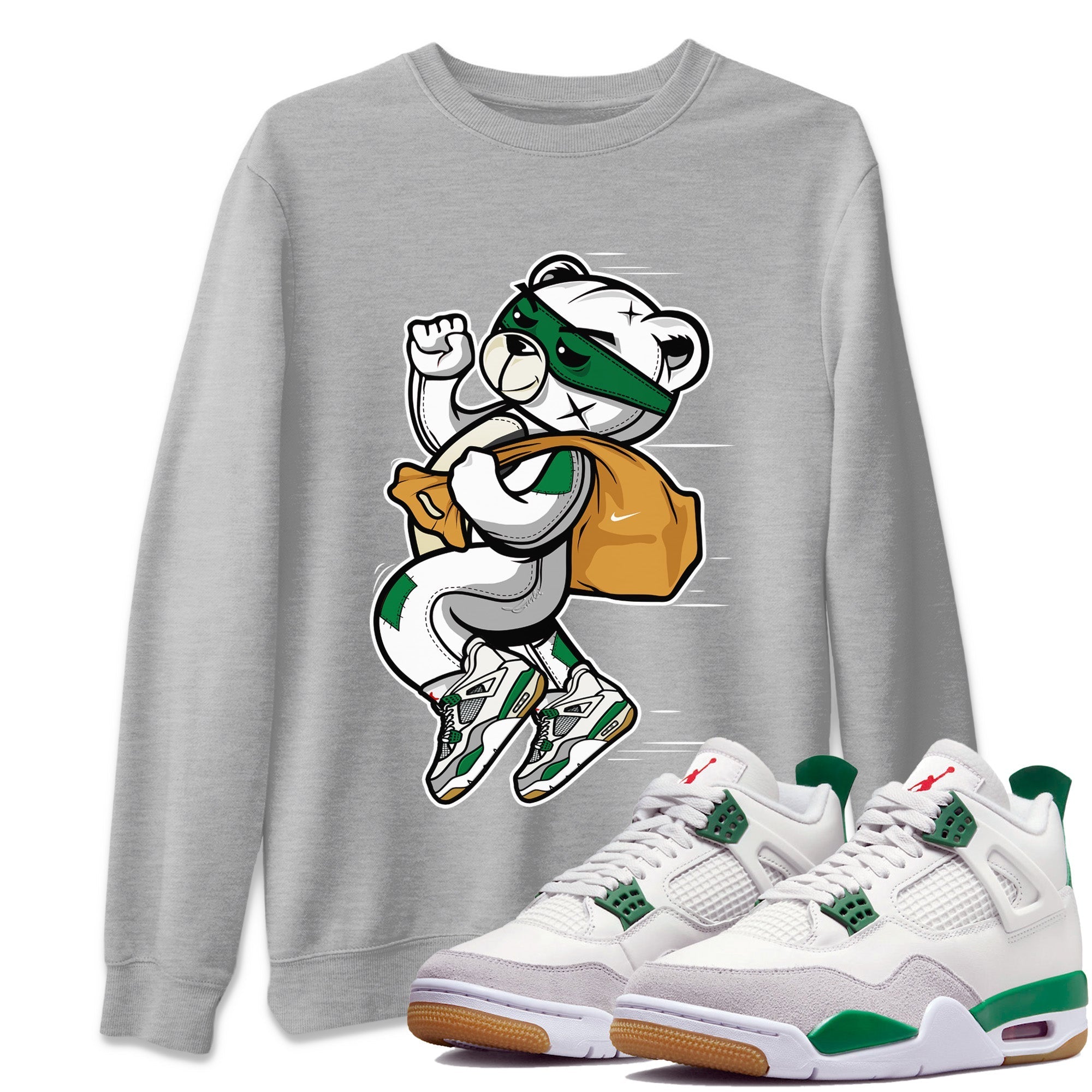 Thief Bear Unisex Tops - Air Jordan 4 Pine Green