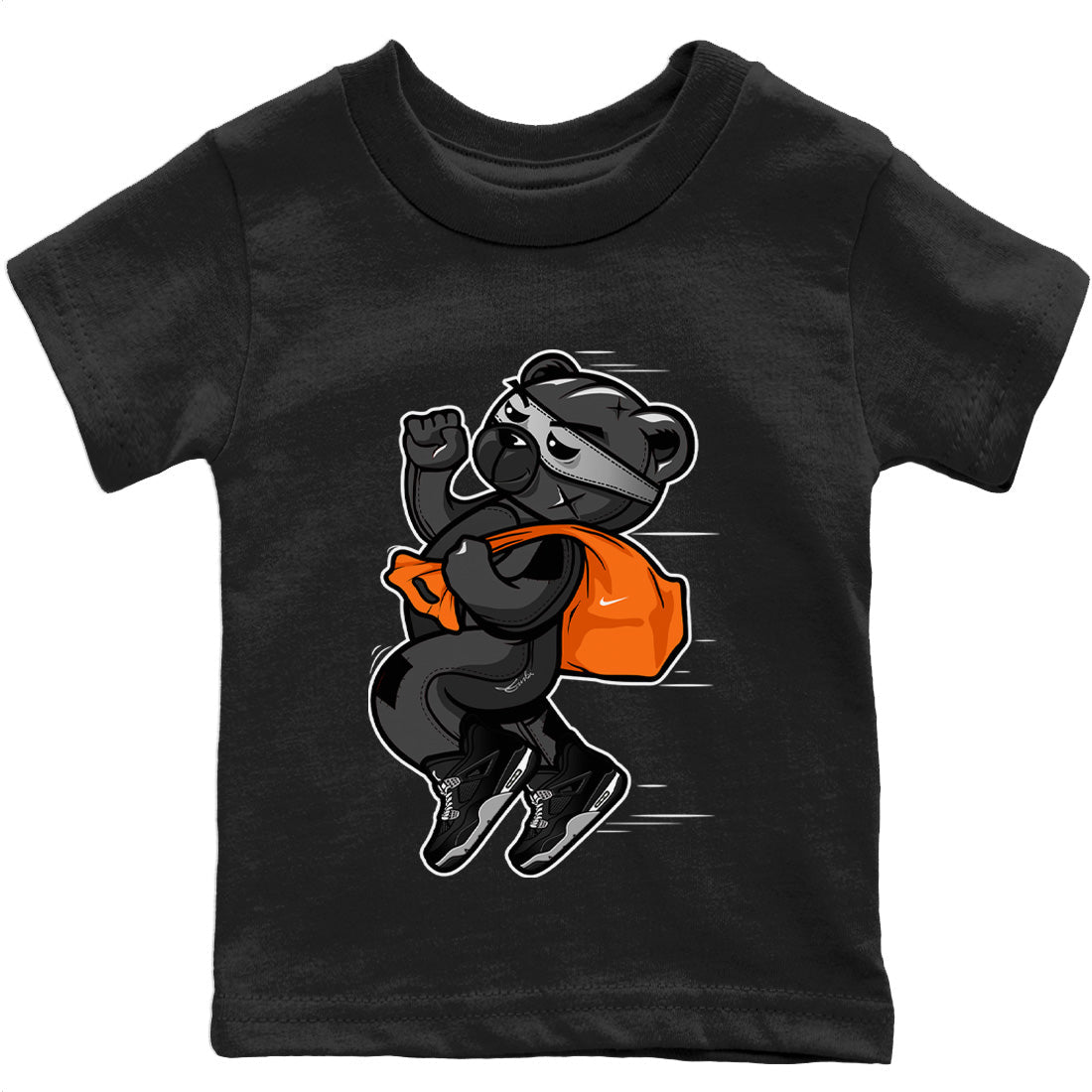 Thief Bear Kids Tops - Air Jordan 4 Black Canvas