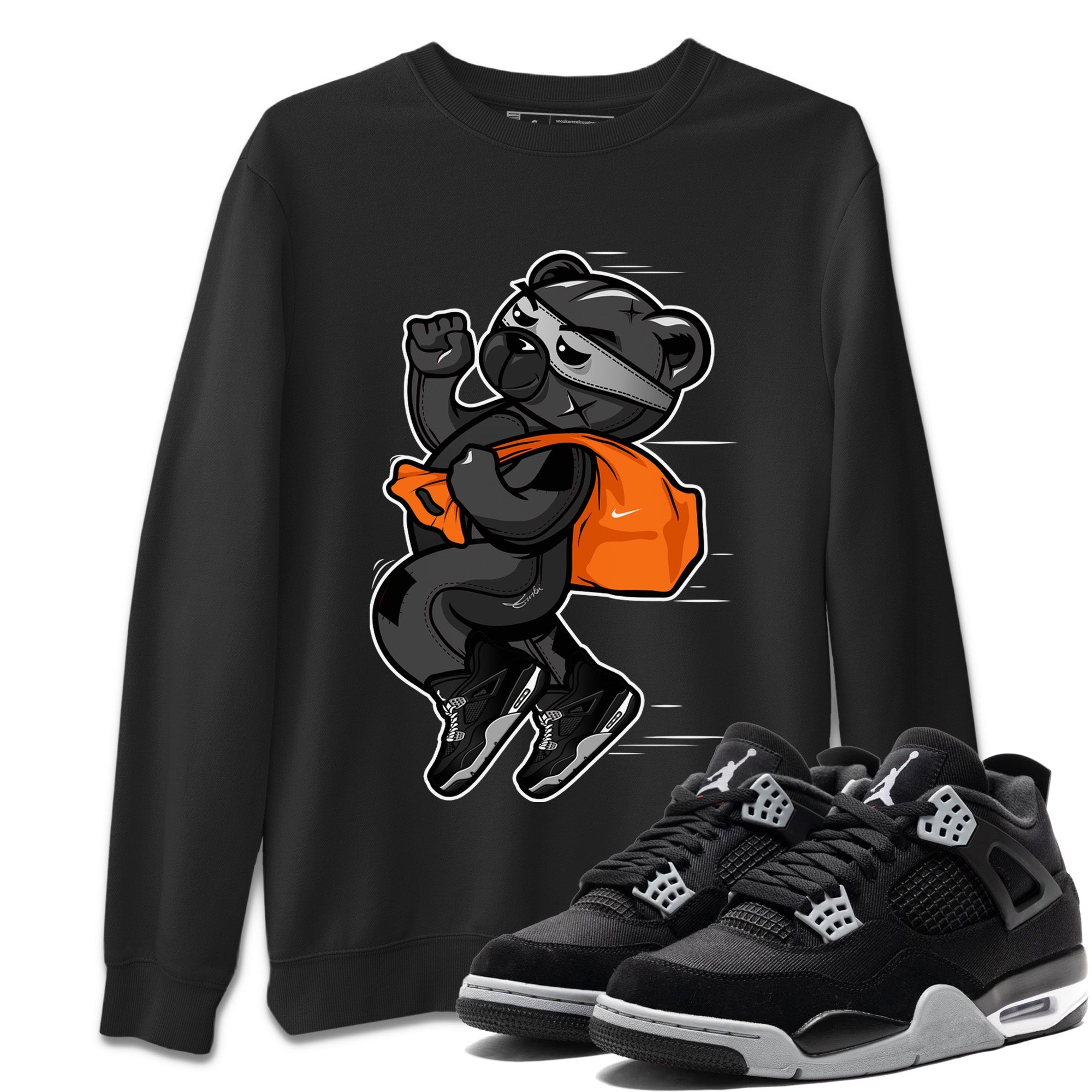 Thief Bear Unisex Tops - Air Jordan 4 Black Canvas