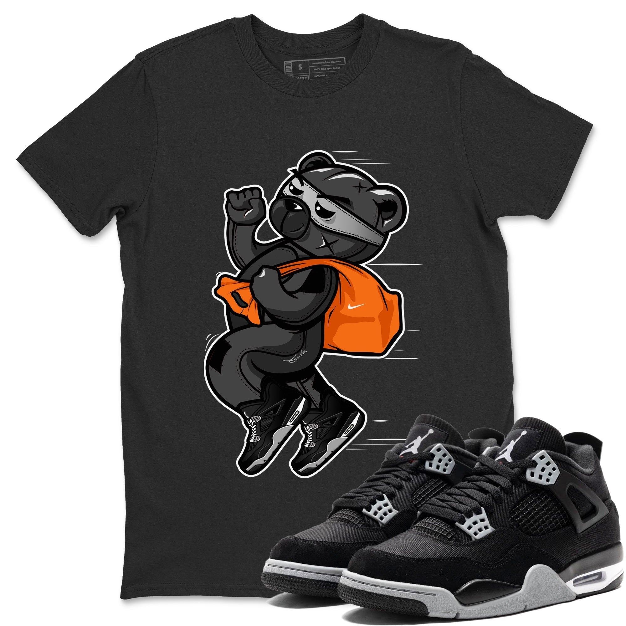 Thief Bear Unisex Tops - Air Jordan 4 Black Canvas