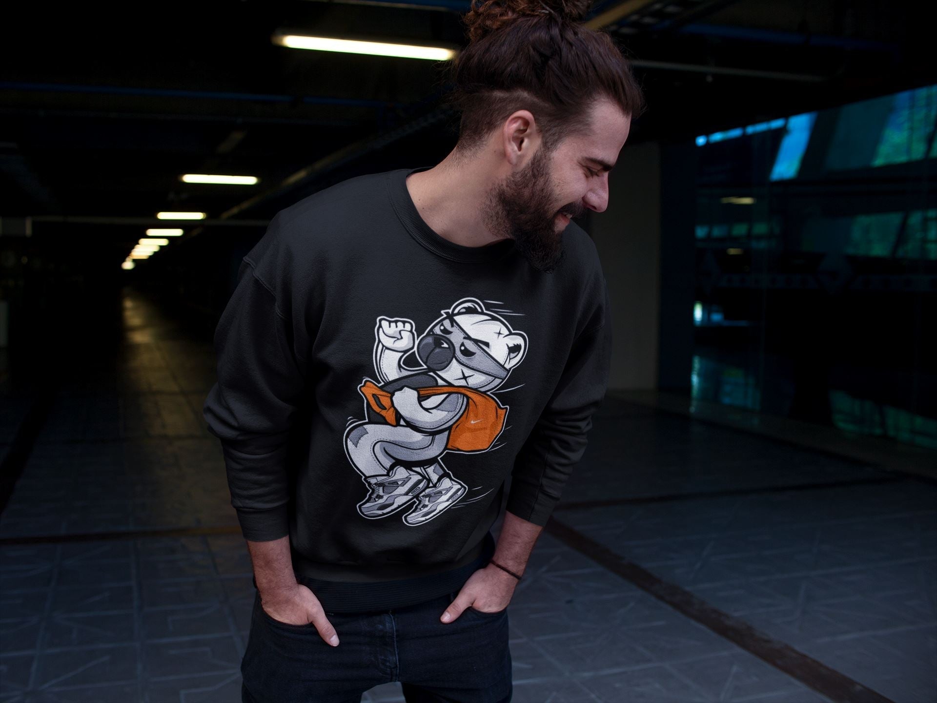 Thief Bear Unisex Tops - Air Jordan 4 Military Black
