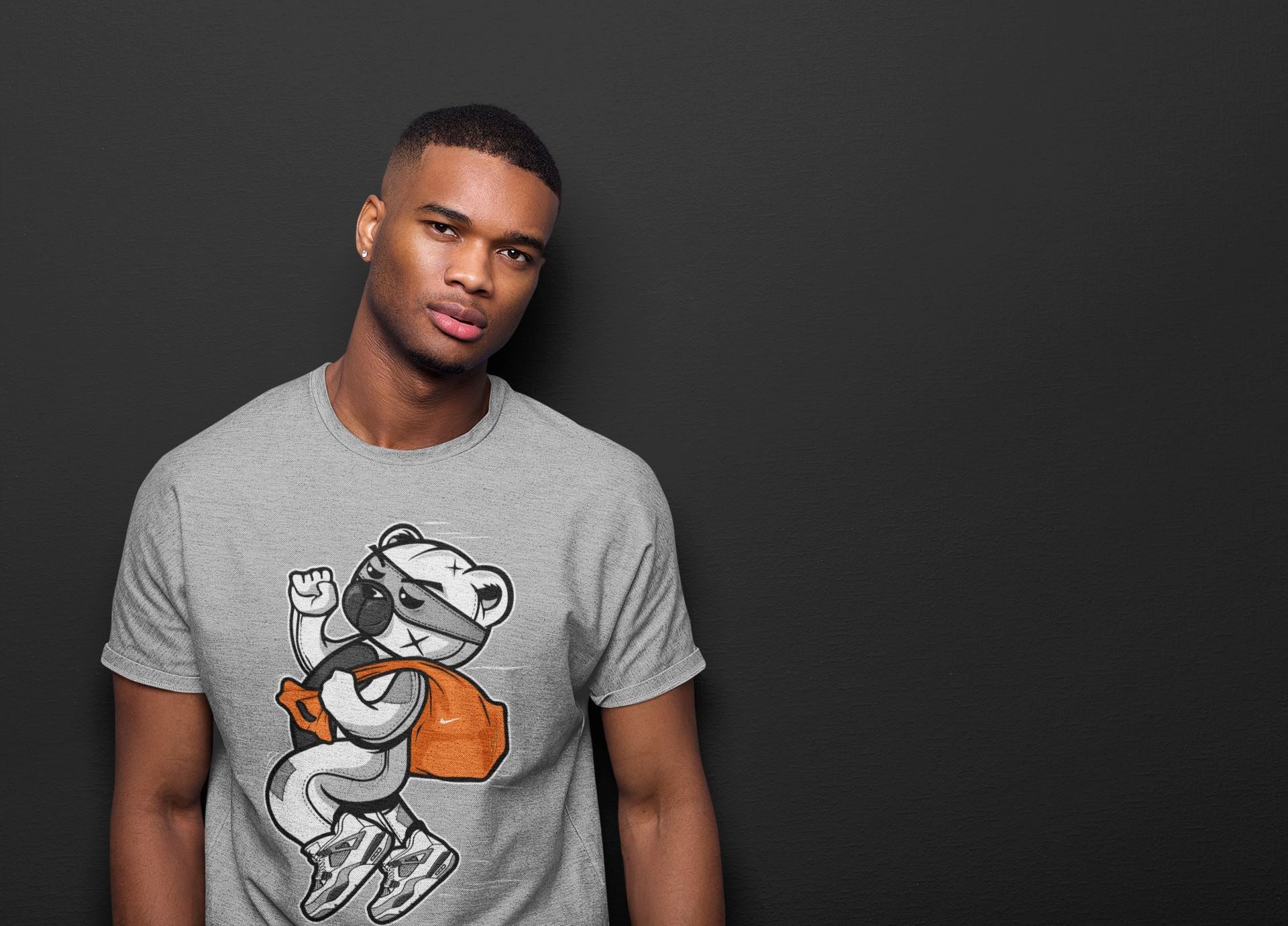 Thief Bear Unisex Tops - Air Jordan 4 Military Black