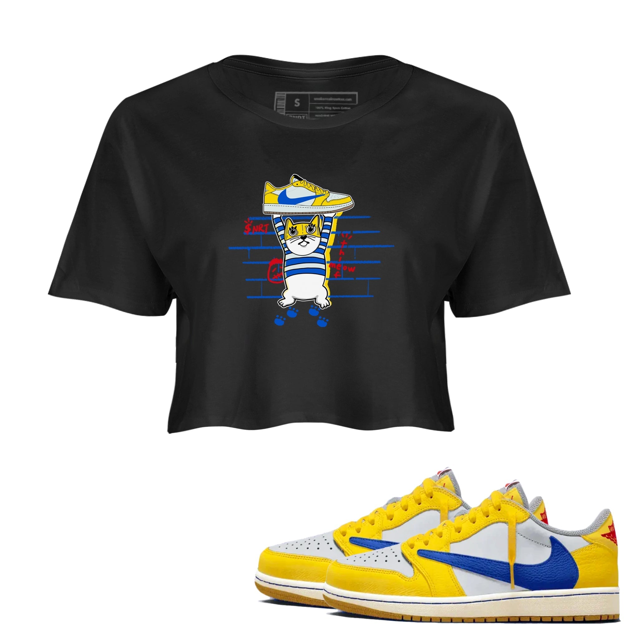 Thief Cat snkmatch Women's Top - Air Jordan 1 Travis Scott Canary