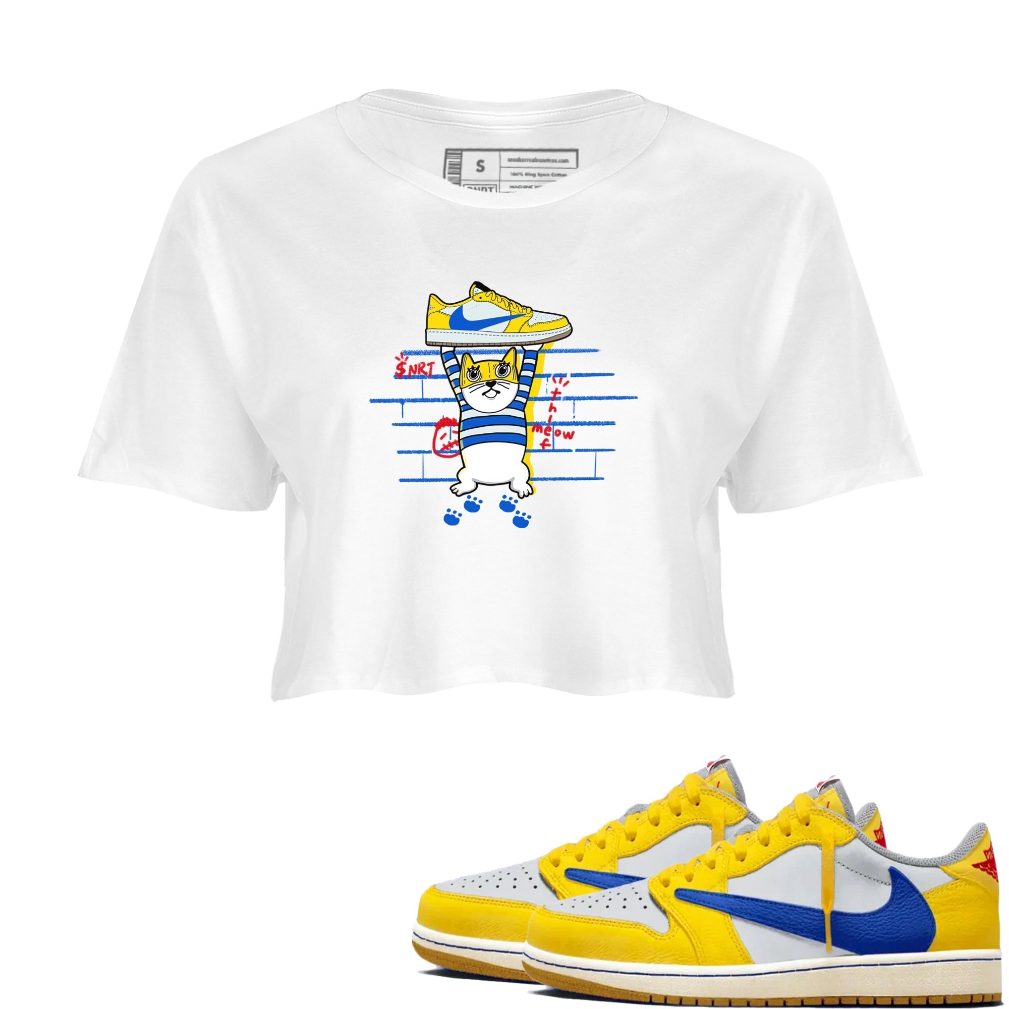 Thief Cat snkmatch Women's Top - Air Jordan 1 Travis Scott Canary