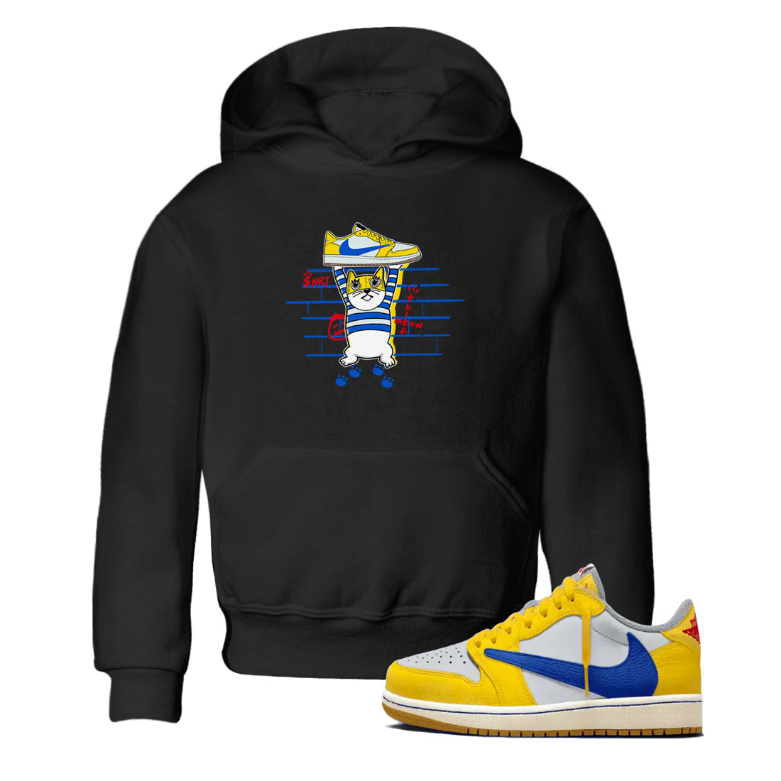 Thief Cat snkmatch Tees Kids - Air Jordan 1 Travis Scott Canary