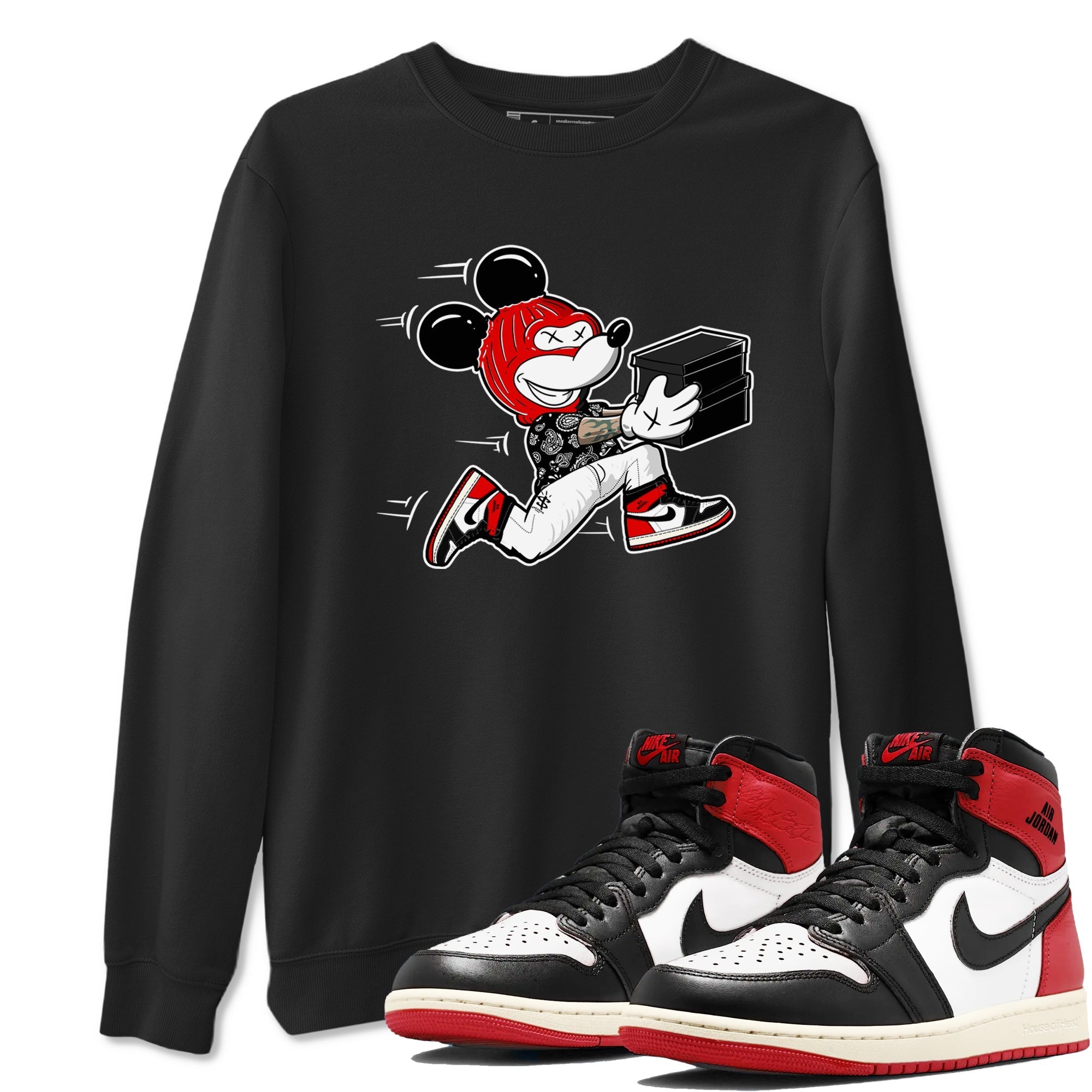 Thief Mouse snkmatch Tees - Air Jordan 1 Black Toe Reimagined