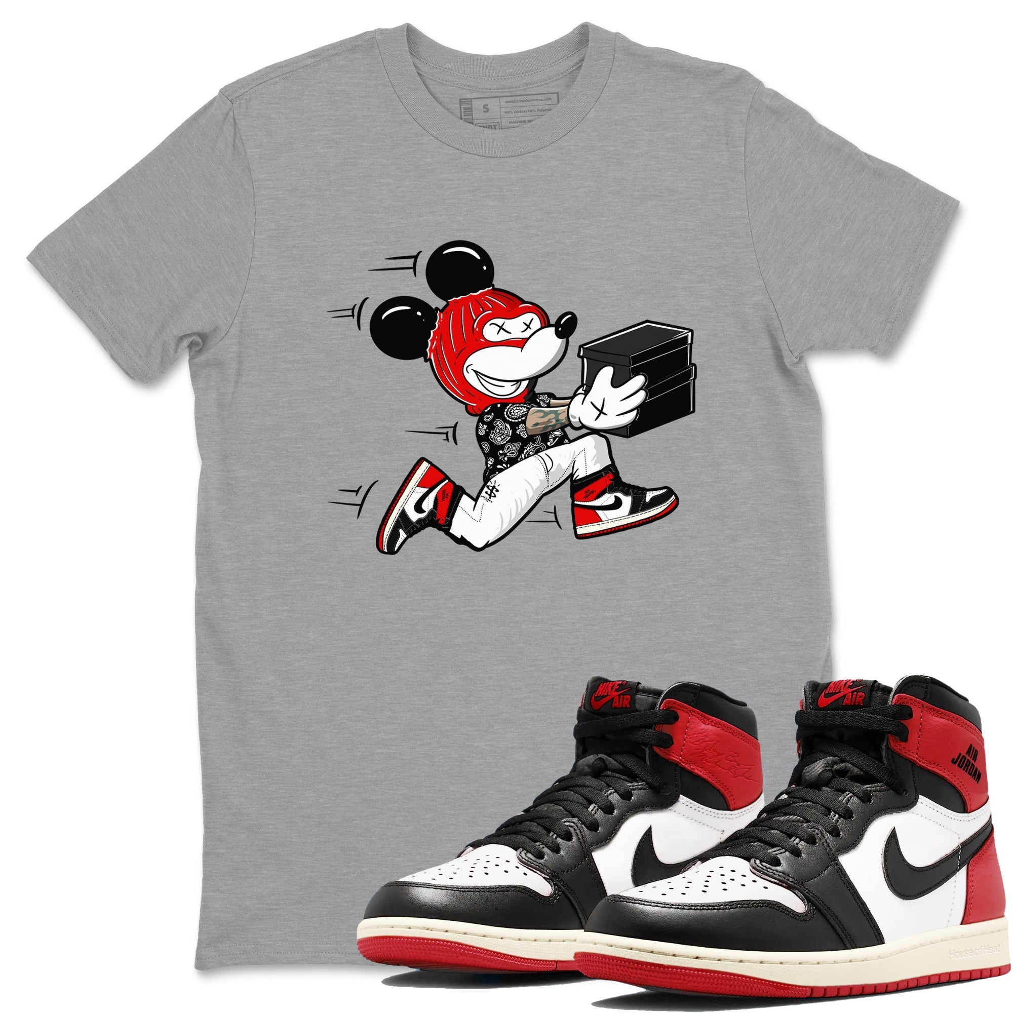 Thief Mouse snkmatch Tees - Air Jordan 1 Black Toe Reimagined