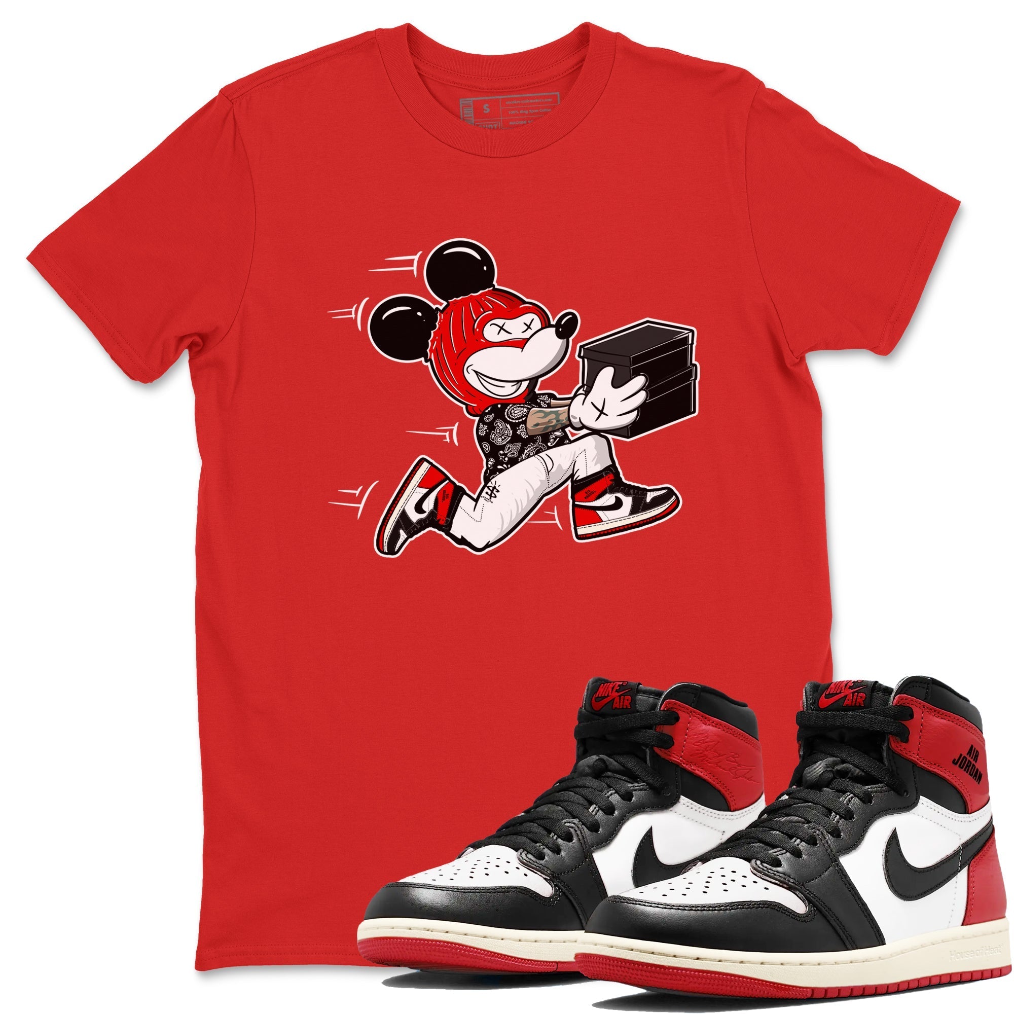 Thief Mouse snkmatch Tees - Air Jordan 1 Black Toe Reimagined