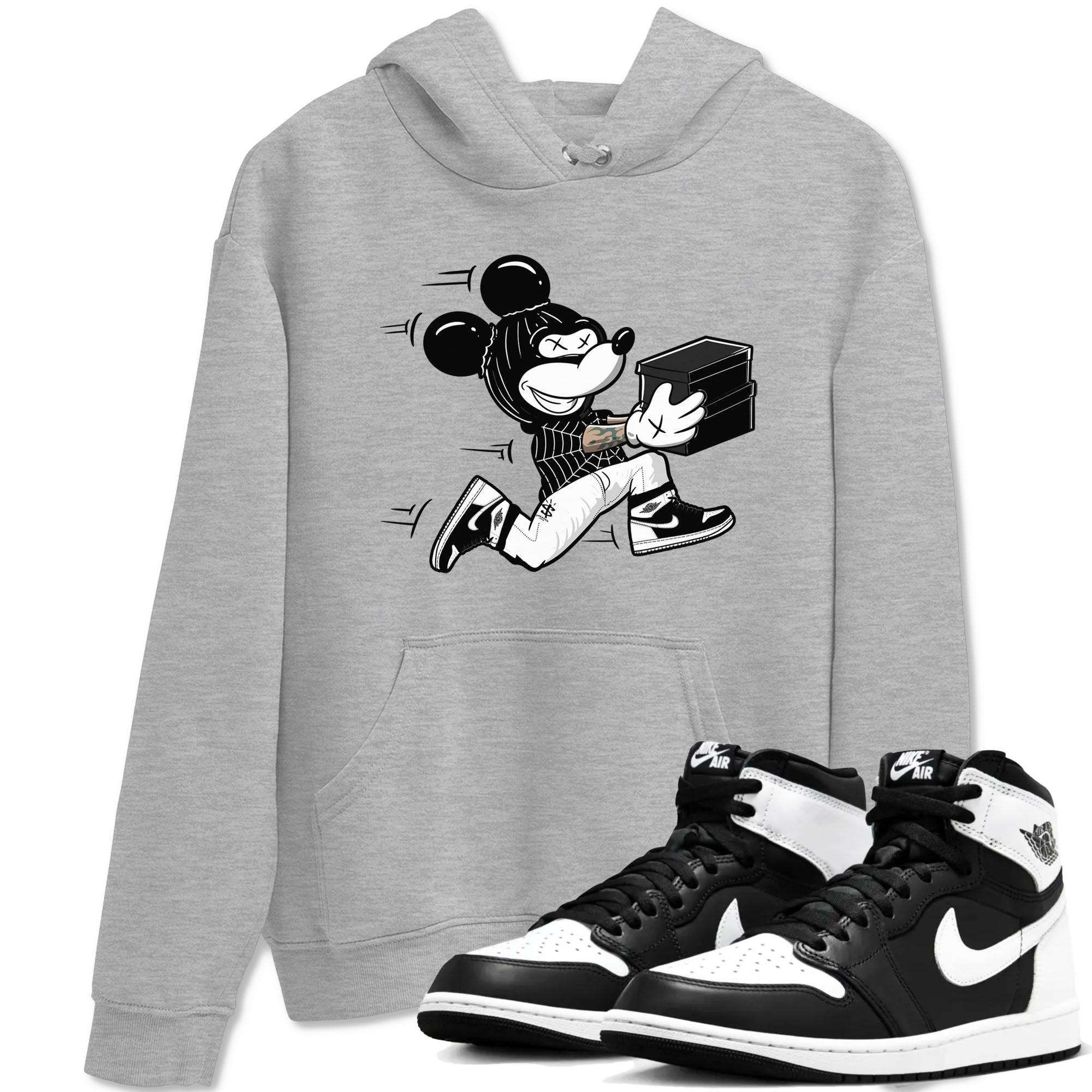 Thief Mouse snkmatch Tees - Air Jordan 1 Black White