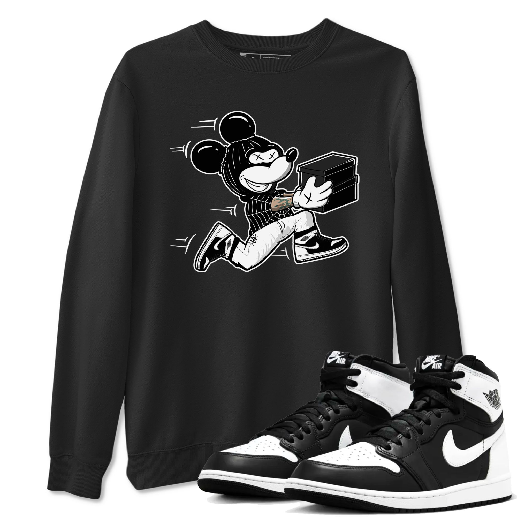 Thief Mouse snkmatch Tees - Air Jordan 1 Black White