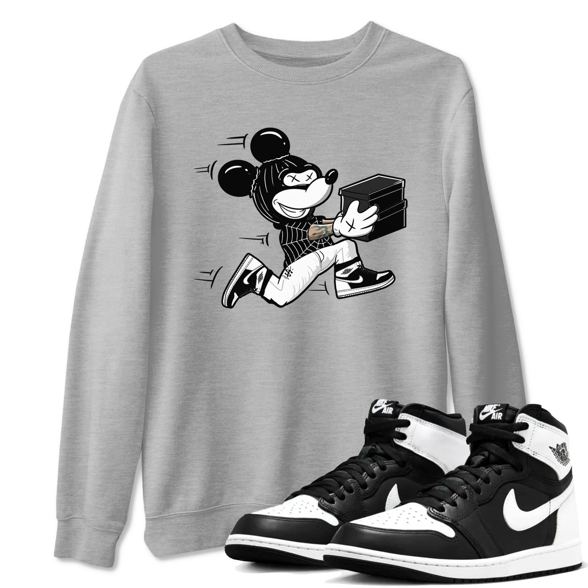 Thief Mouse snkmatch Tees - Air Jordan 1 Black White