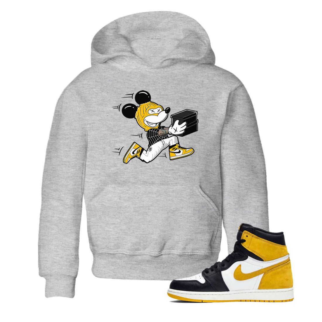 Thief Mouse snkmatch Tees Kids - Air Jordan 1 Yellow Ochre