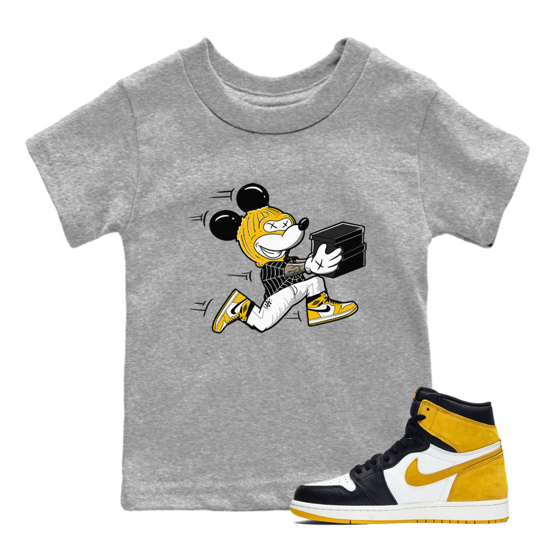 Thief Mouse snkmatch Tees Kids - Air Jordan 1 Yellow Ochre