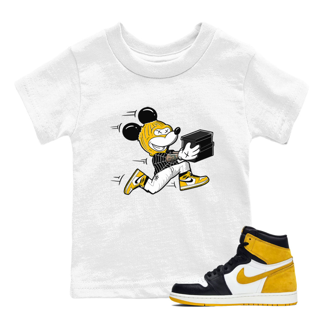 Thief Mouse snkmatch Tees Kids - Air Jordan 1 Yellow Ochre