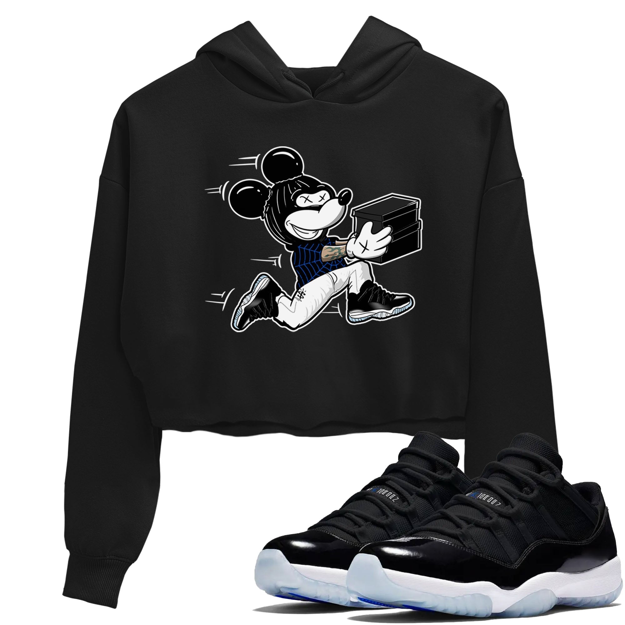 Thief Mouse snkmatch Women's Top - Air Jordan 11 Black and Varsity Royal