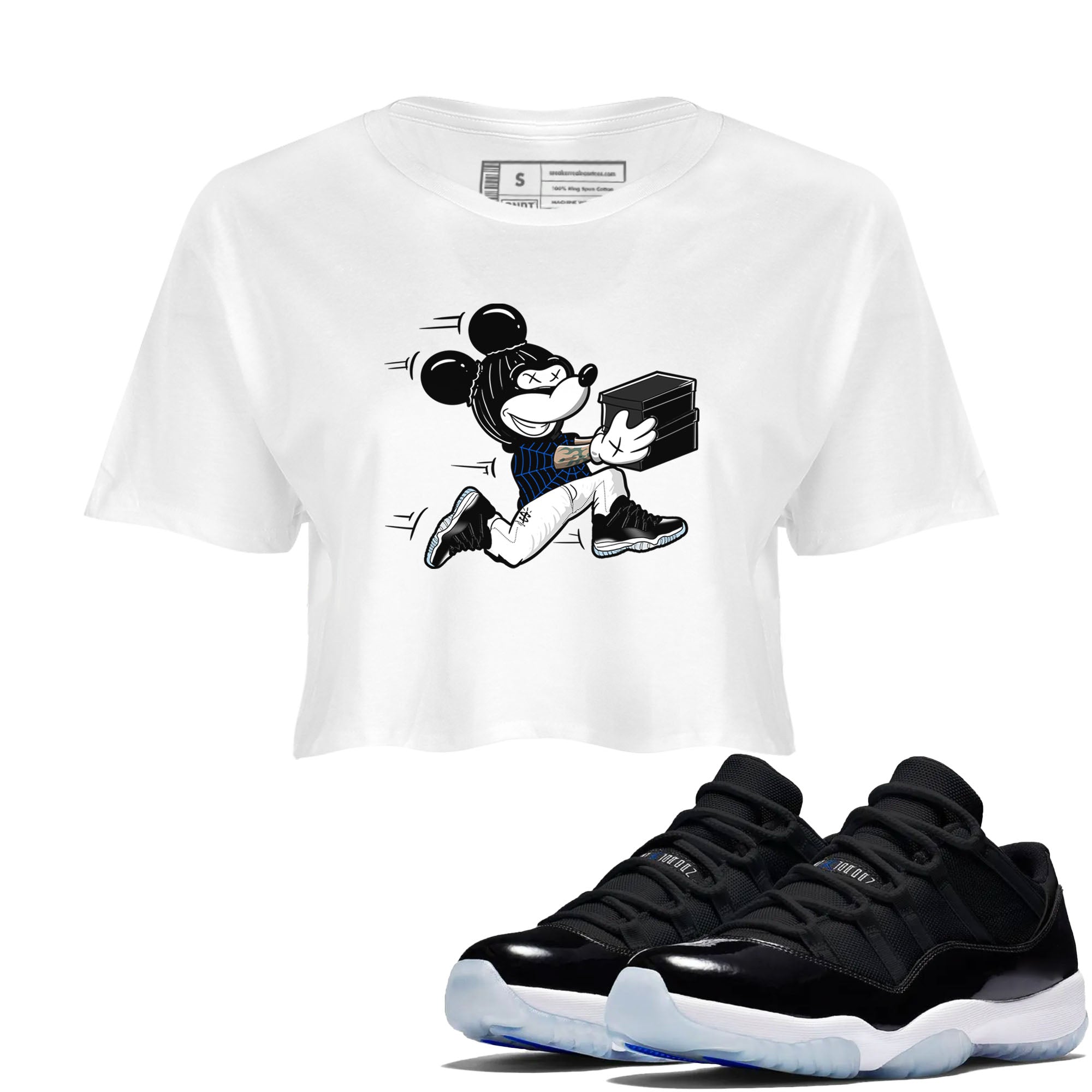 Thief Mouse snkmatch Women's Top - Air Jordan 11 Black and Varsity Royal