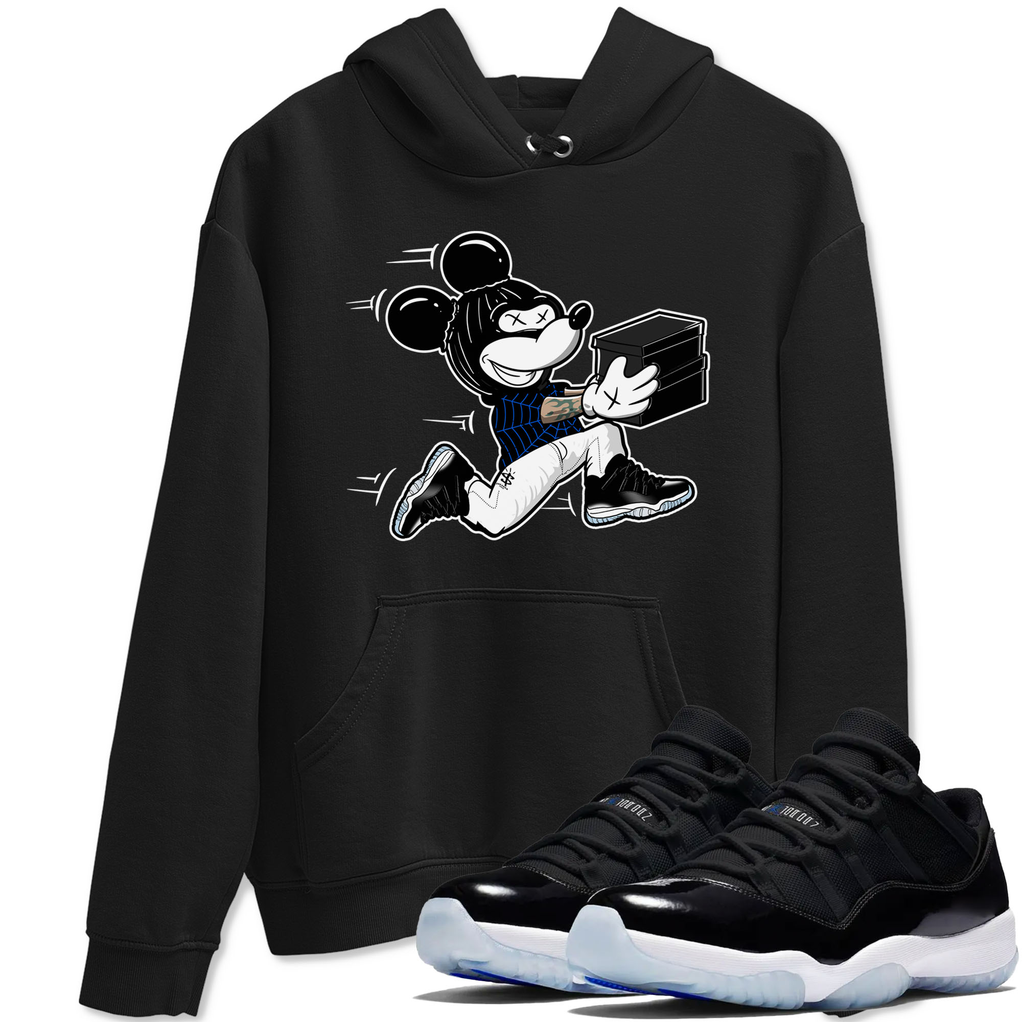 Thief Mouse snkmatch Tees - Air Jordan 11 Black and Varsity Royal