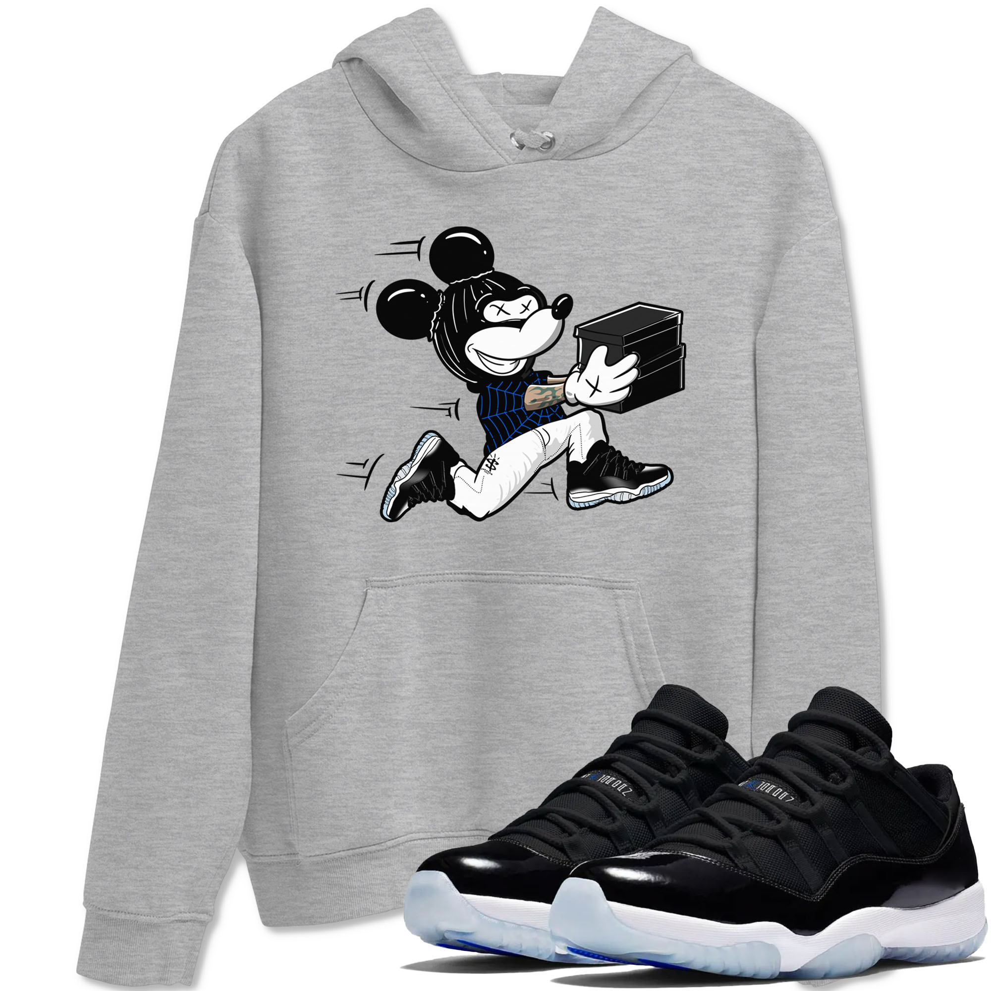 Thief Mouse snkmatch Tees - Air Jordan 11 Black and Varsity Royal