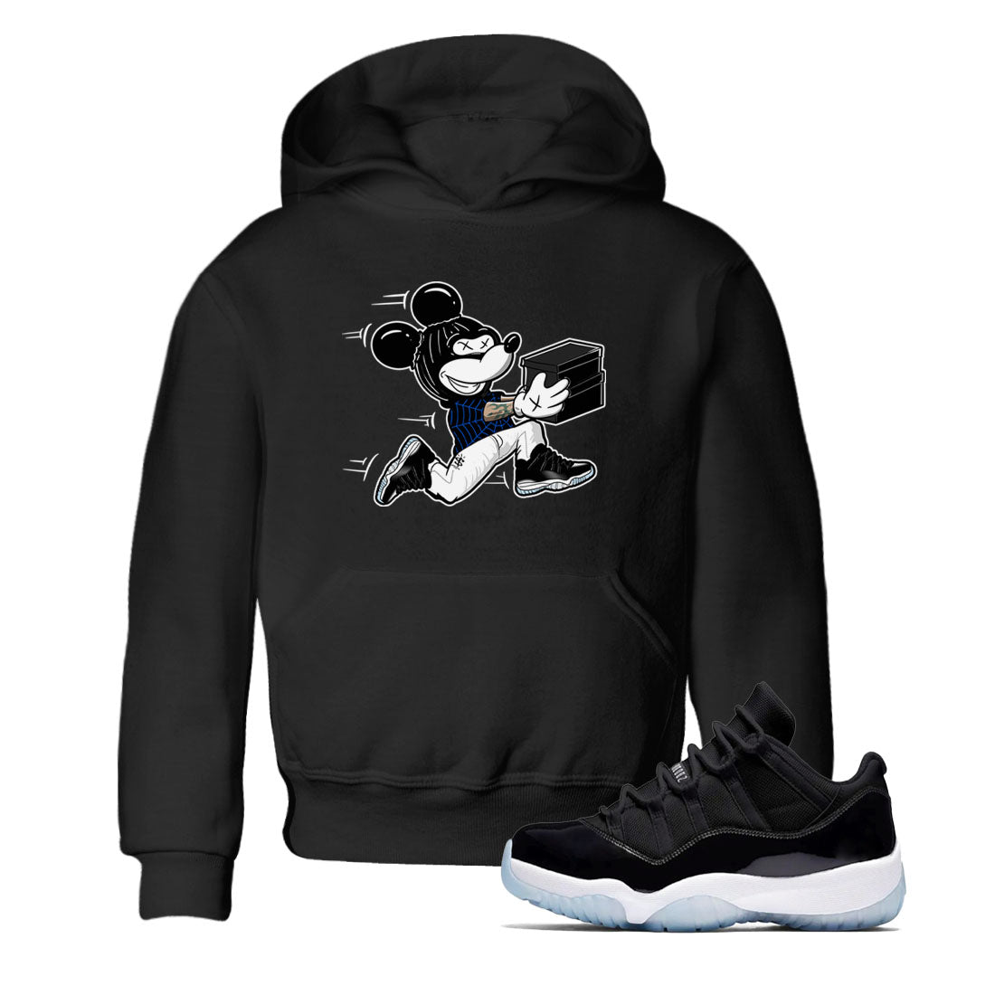 Thief Mouse snkmatch Tees Kids - Air Jordan 11 Black and Varsity Royal