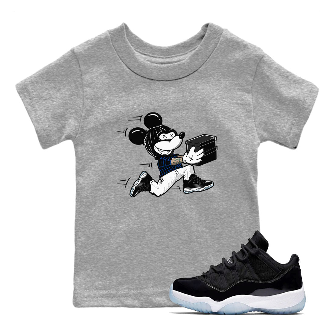 Thief Mouse snkmatch Tees Kids - Air Jordan 11 Black and Varsity Royal