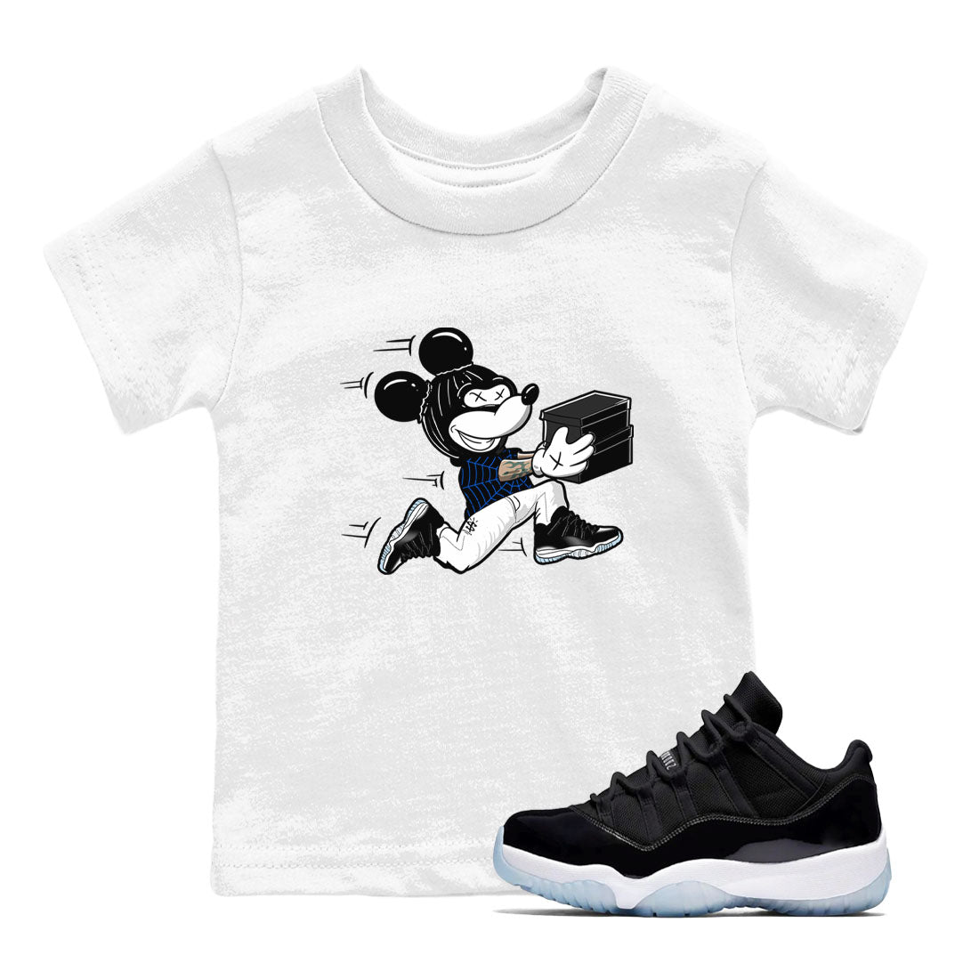 Thief Mouse snkmatch Tees Kids - Air Jordan 11 Black and Varsity Royal
