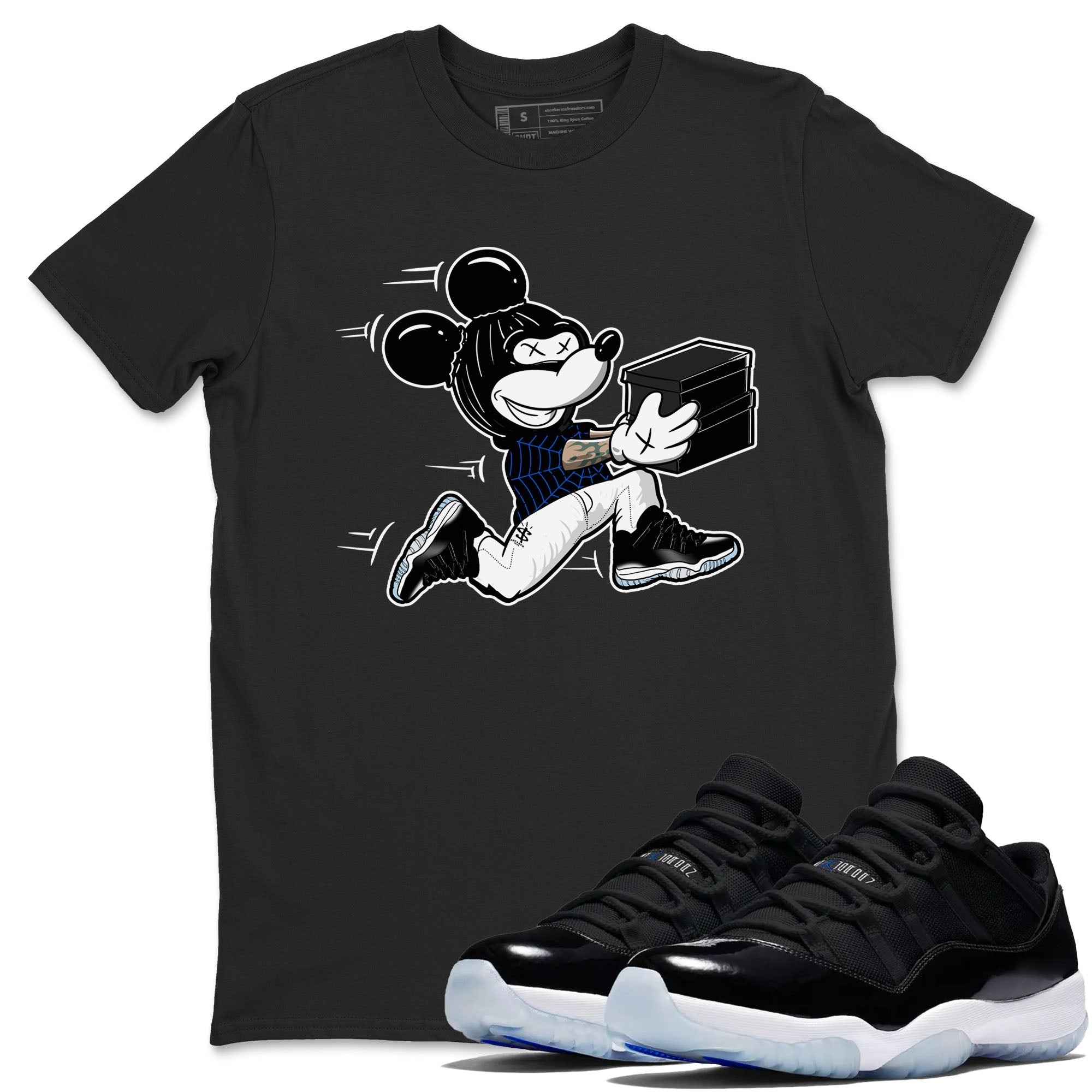 Thief Mouse snkmatch Tees - Air Jordan 11 Black and Varsity Royal