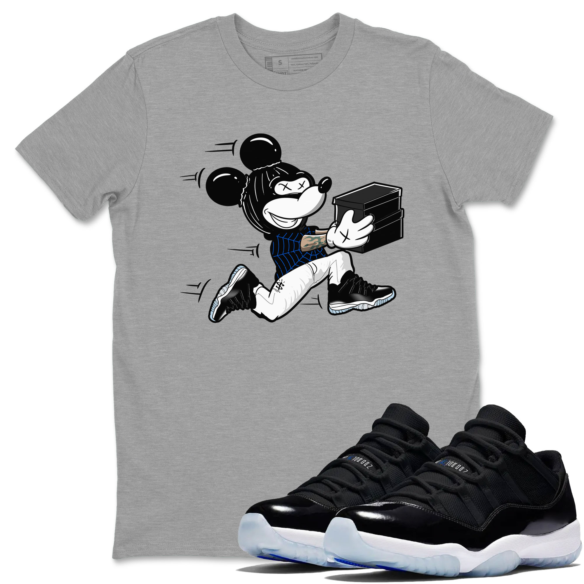 Thief Mouse snkmatch Tees - Air Jordan 11 Black and Varsity Royal