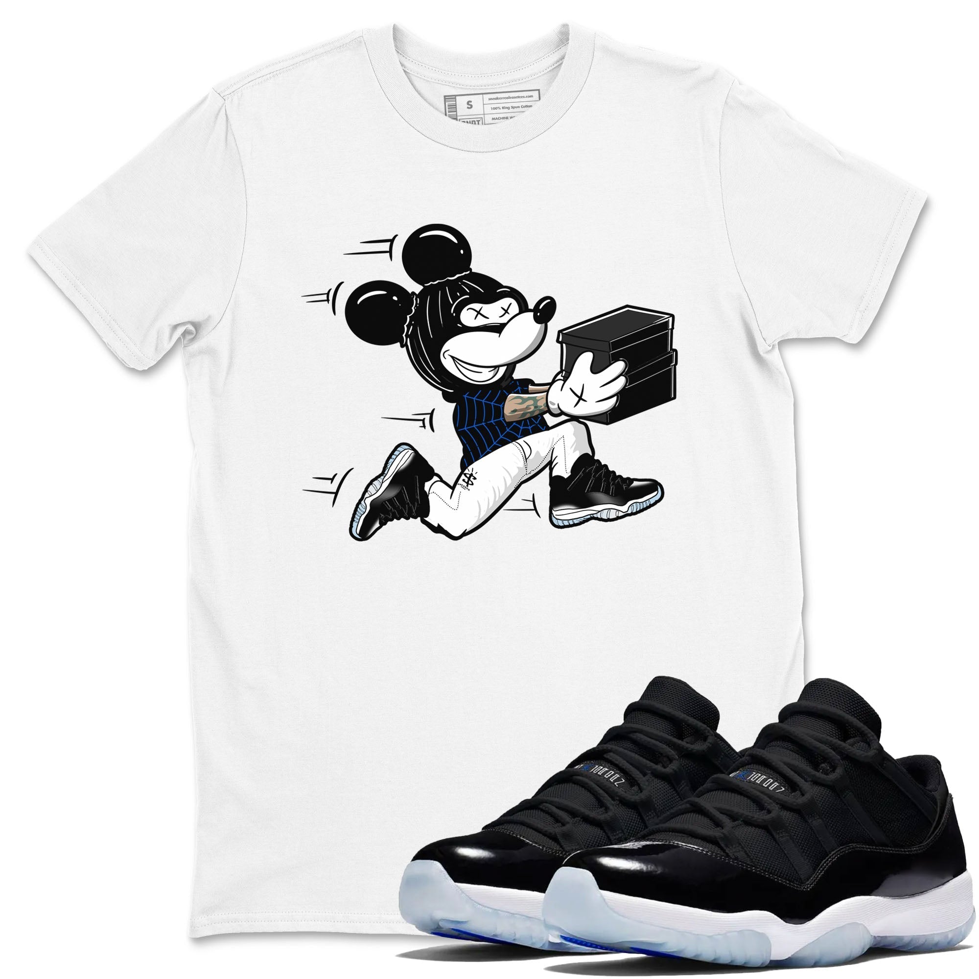 Thief Mouse snkmatch Tees - Air Jordan 11 Black and Varsity Royal