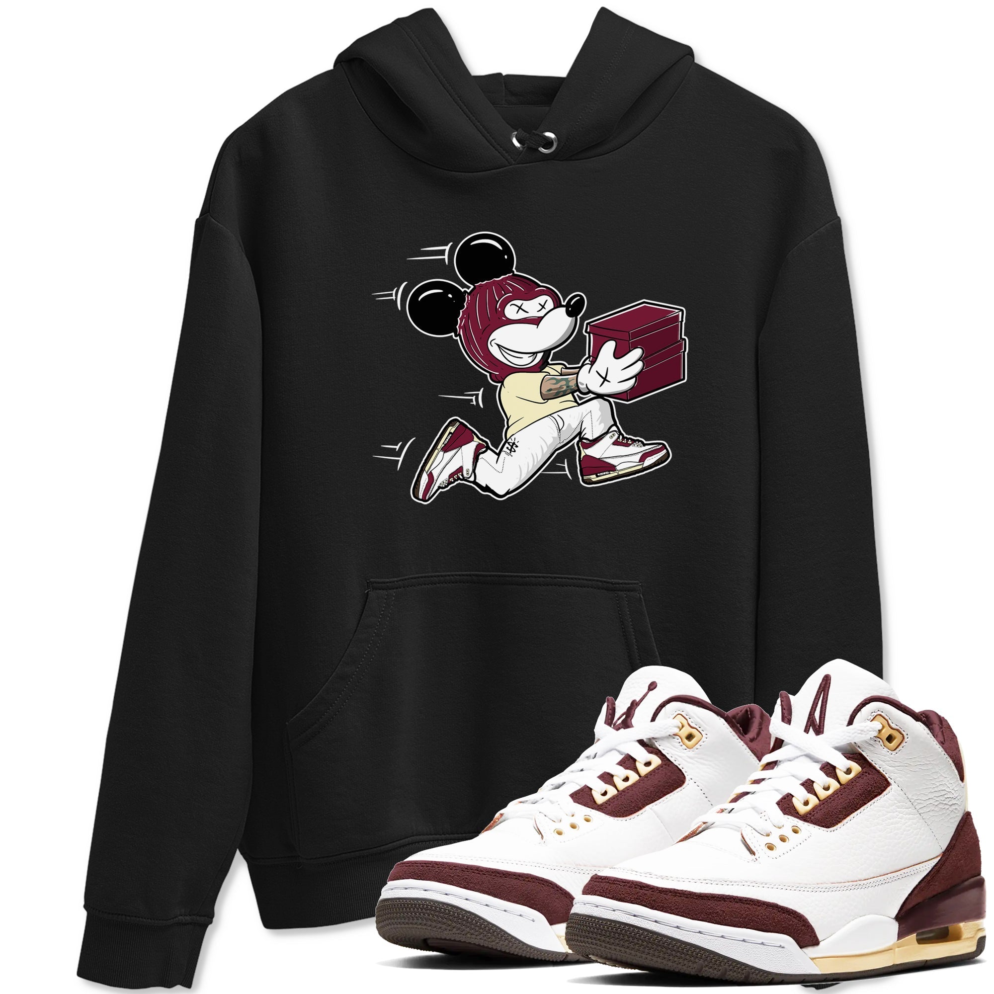 Thief Mouse snkmatch Tees - Air Jordan 3 A Ma Maniere x Burgundy Crush