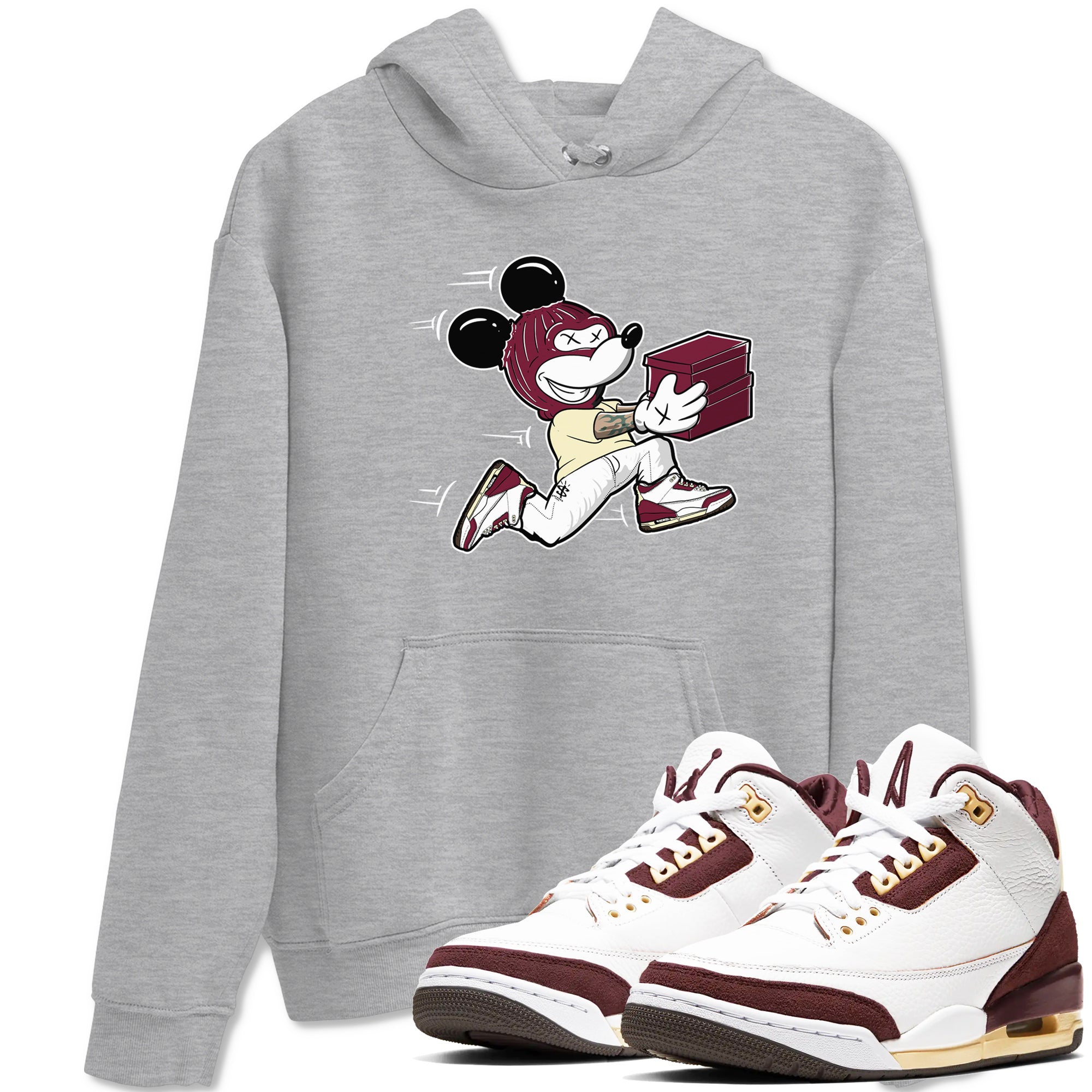 Thief Mouse snkmatch Tees - Air Jordan 3 A Ma Maniere x Burgundy Crush