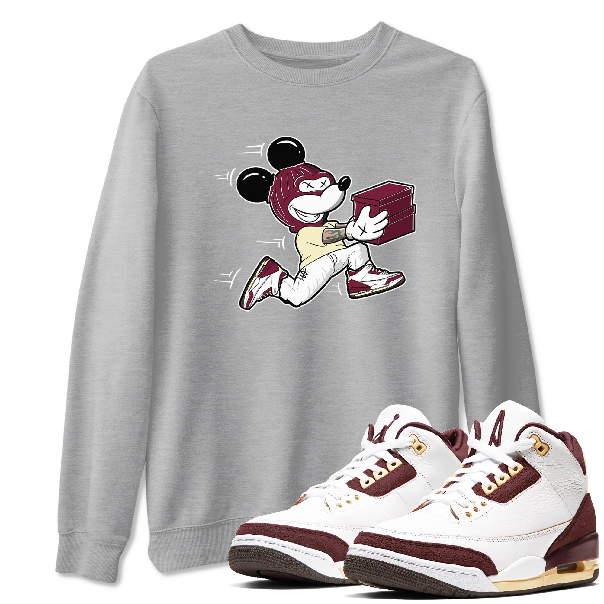 Thief Mouse snkmatch Tees - Air Jordan 3 A Ma Maniere x Burgundy Crush