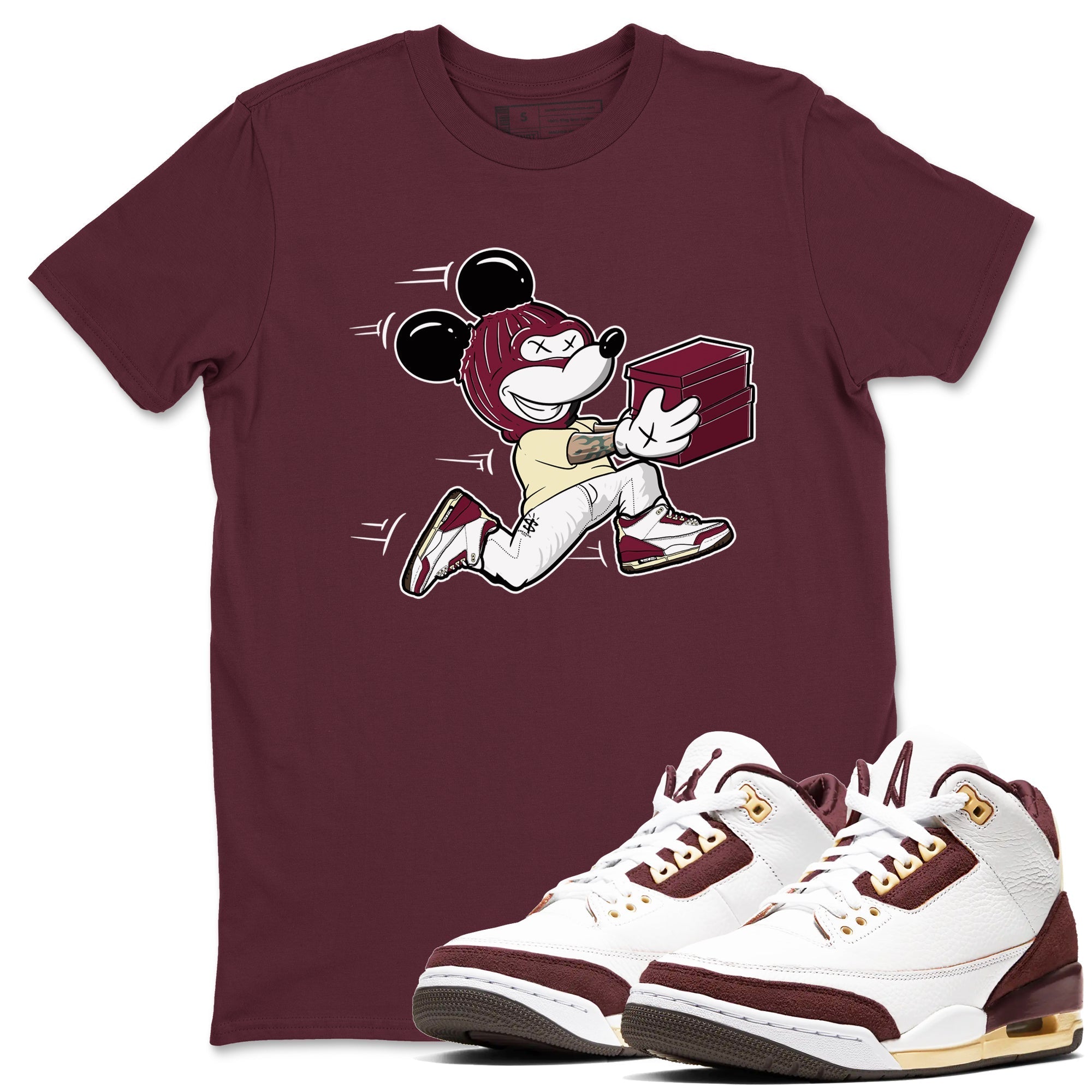 Thief Mouse snkmatch Tees - Air Jordan 3 A Ma Maniere x Burgundy Crush