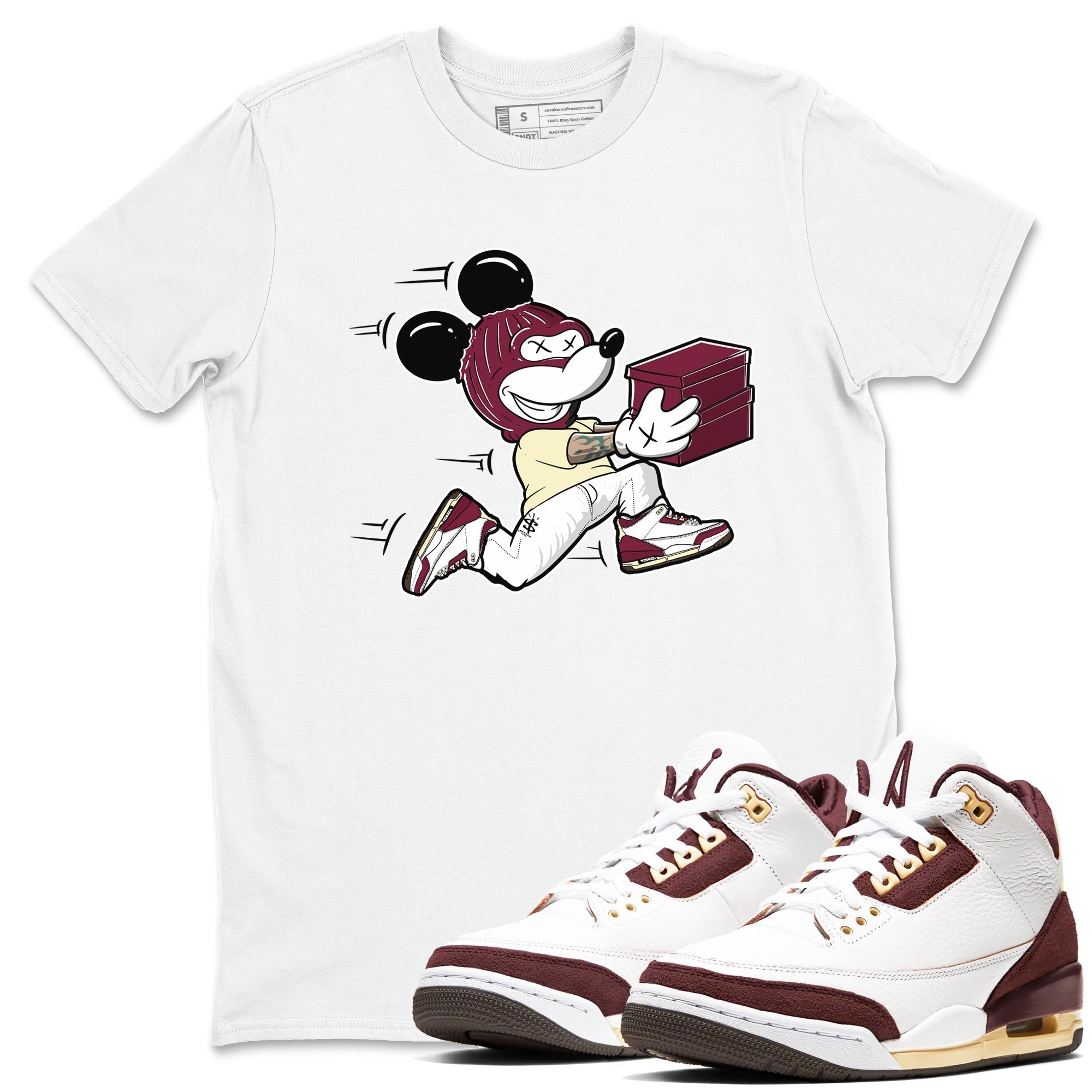 Thief Mouse snkmatch Tees - Air Jordan 3 A Ma Maniere x Burgundy Crush