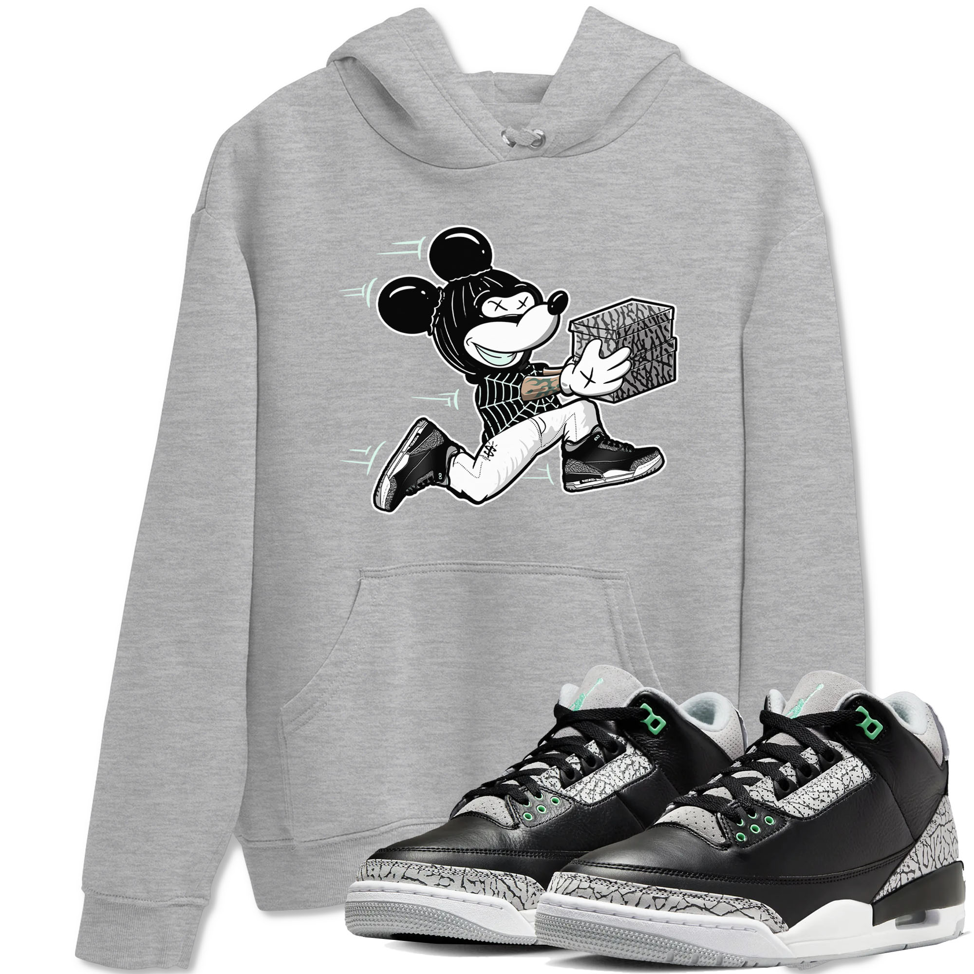 Thief Mouse snkmatch Tees - Air Jordan 3 Green Glow