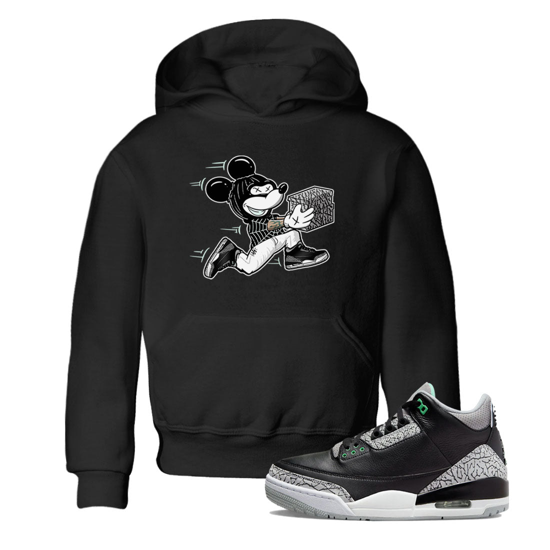 Thief Mouse snkmatch Tees Kids - Air Jordan 3 Green Glow