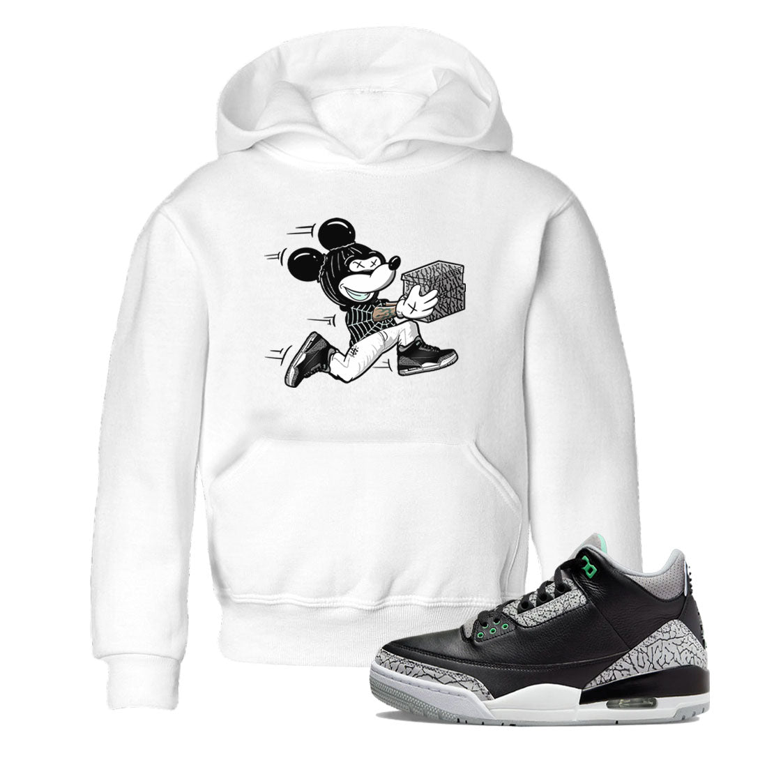 Thief Mouse snkmatch Tees Kids - Air Jordan 3 Green Glow