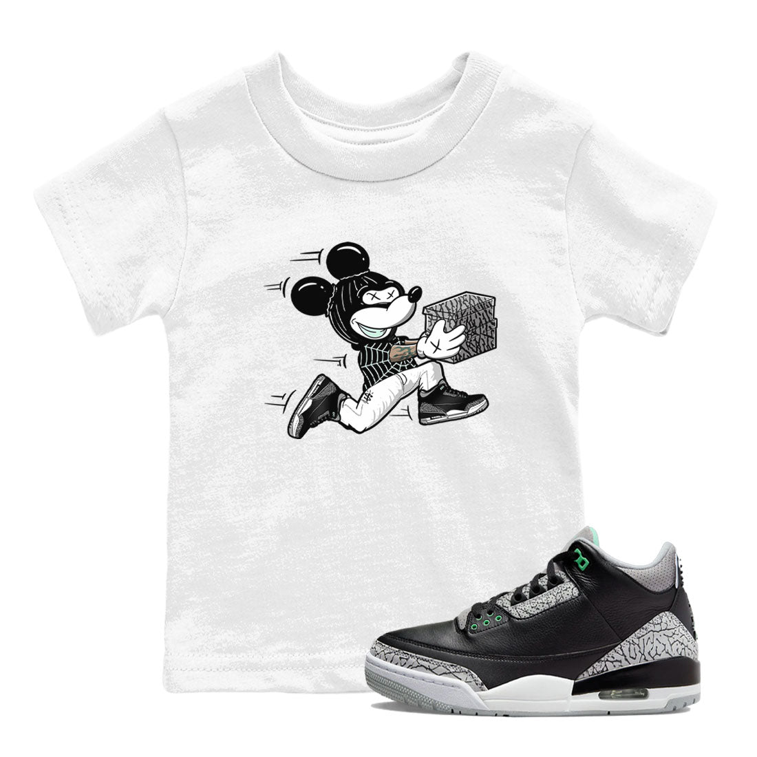 Thief Mouse snkmatch Tees Kids - Air Jordan 3 Green Glow