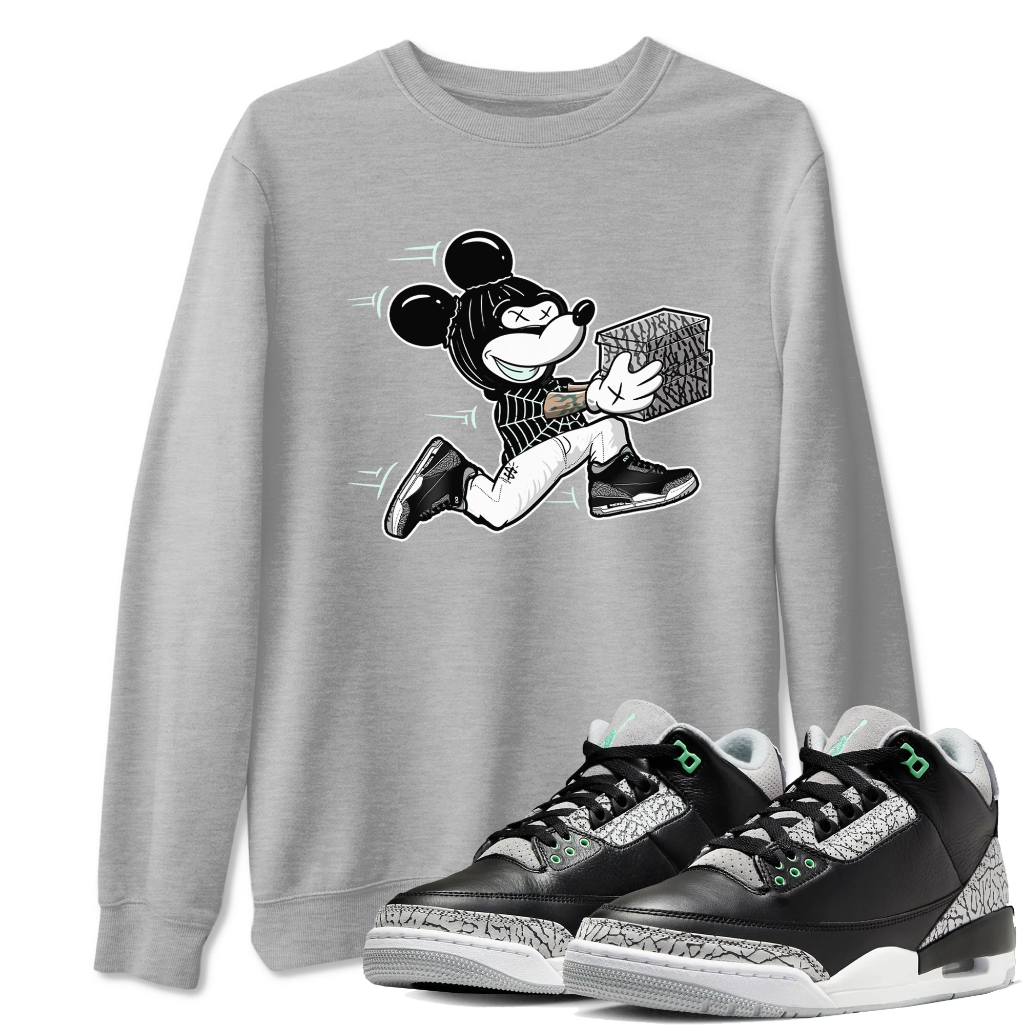 Thief Mouse snkmatch Tees - Air Jordan 3 Green Glow