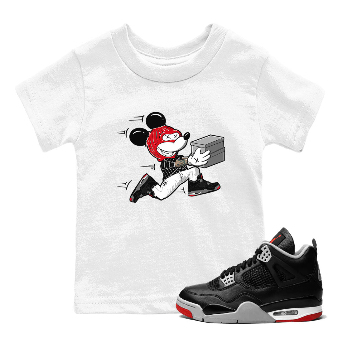 Thief Mouse snkmatch Tees Kids - Air Jordan 4 Bred Reimagined