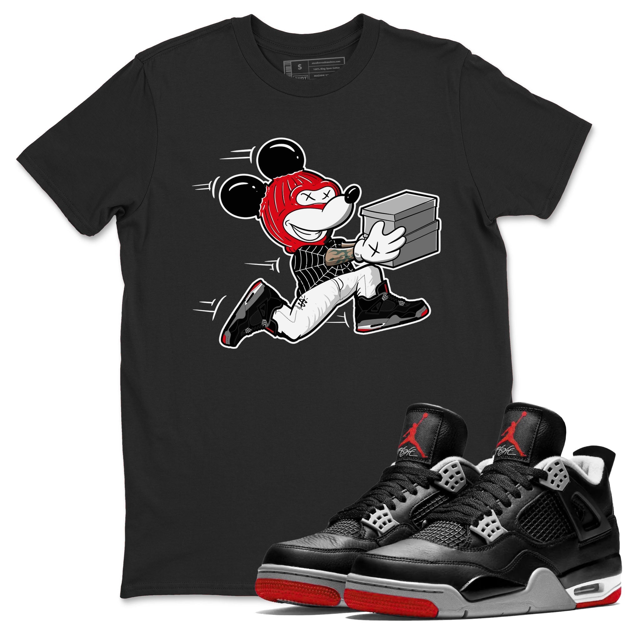 Thief Mouse snkmatch Tees - Air Jordan 4 Bred Reimagined