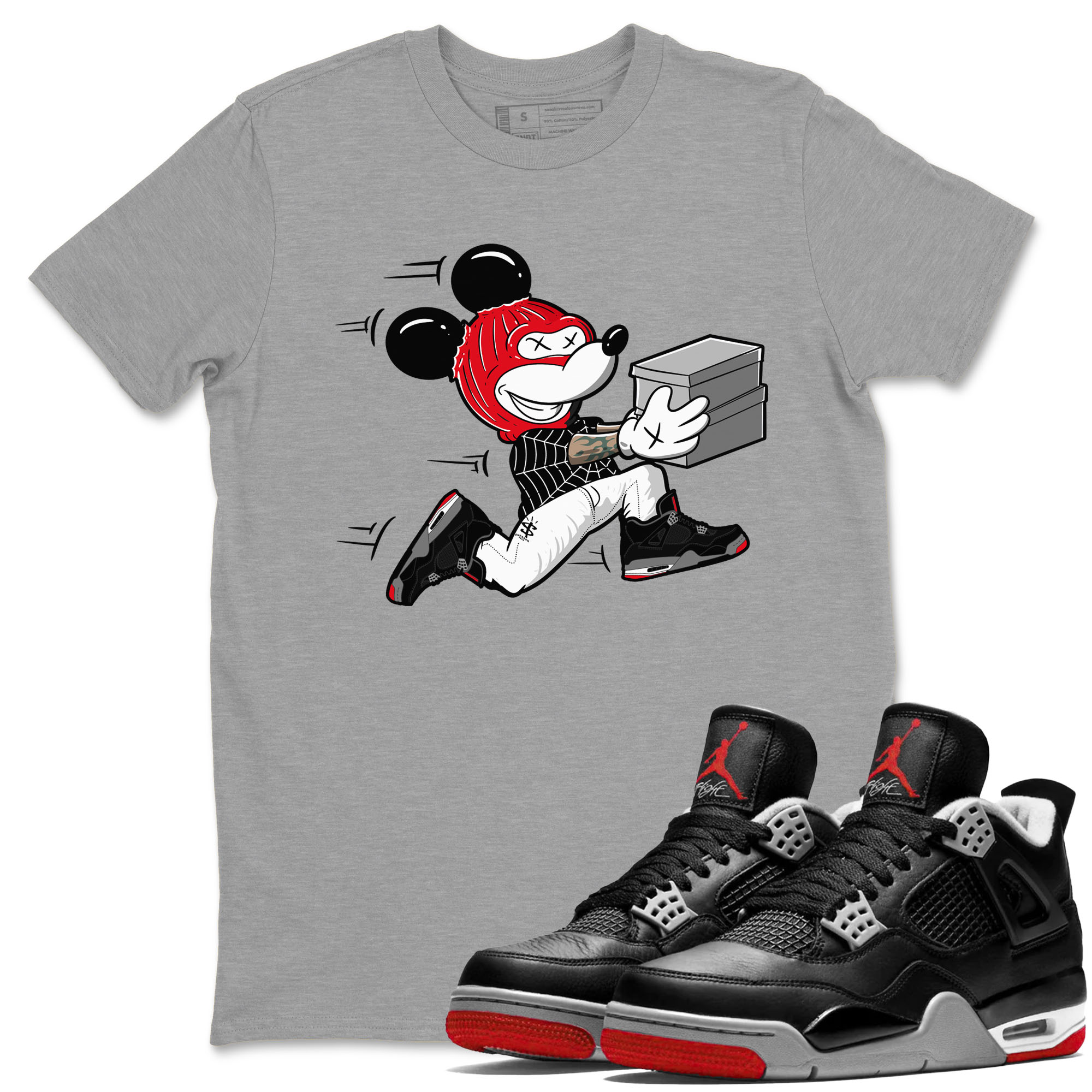 Thief Mouse snkmatch Tees - Air Jordan 4 Bred Reimagined