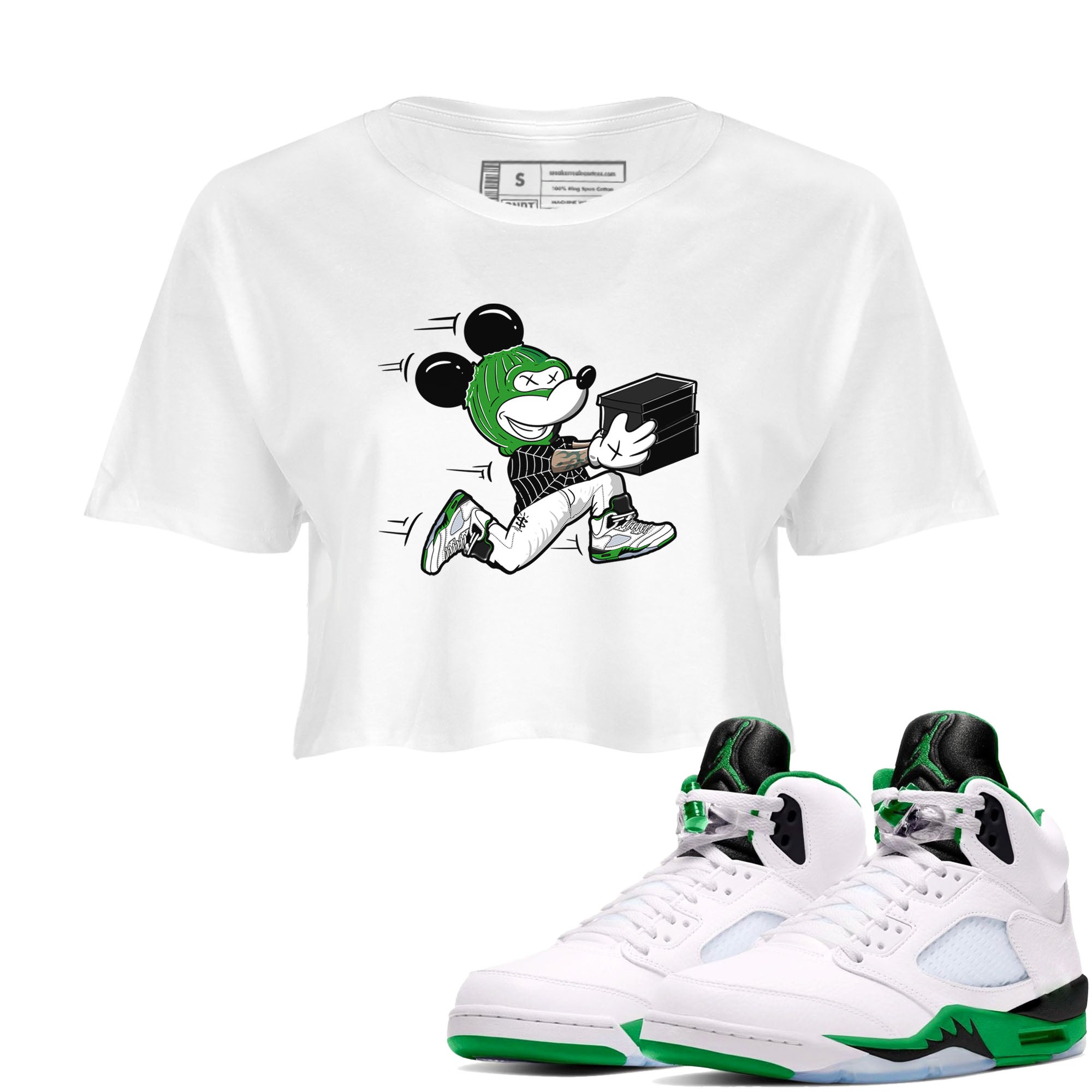 Thief Mouse snkmatch Women's Top - Air Jordan 5 Lucky Green